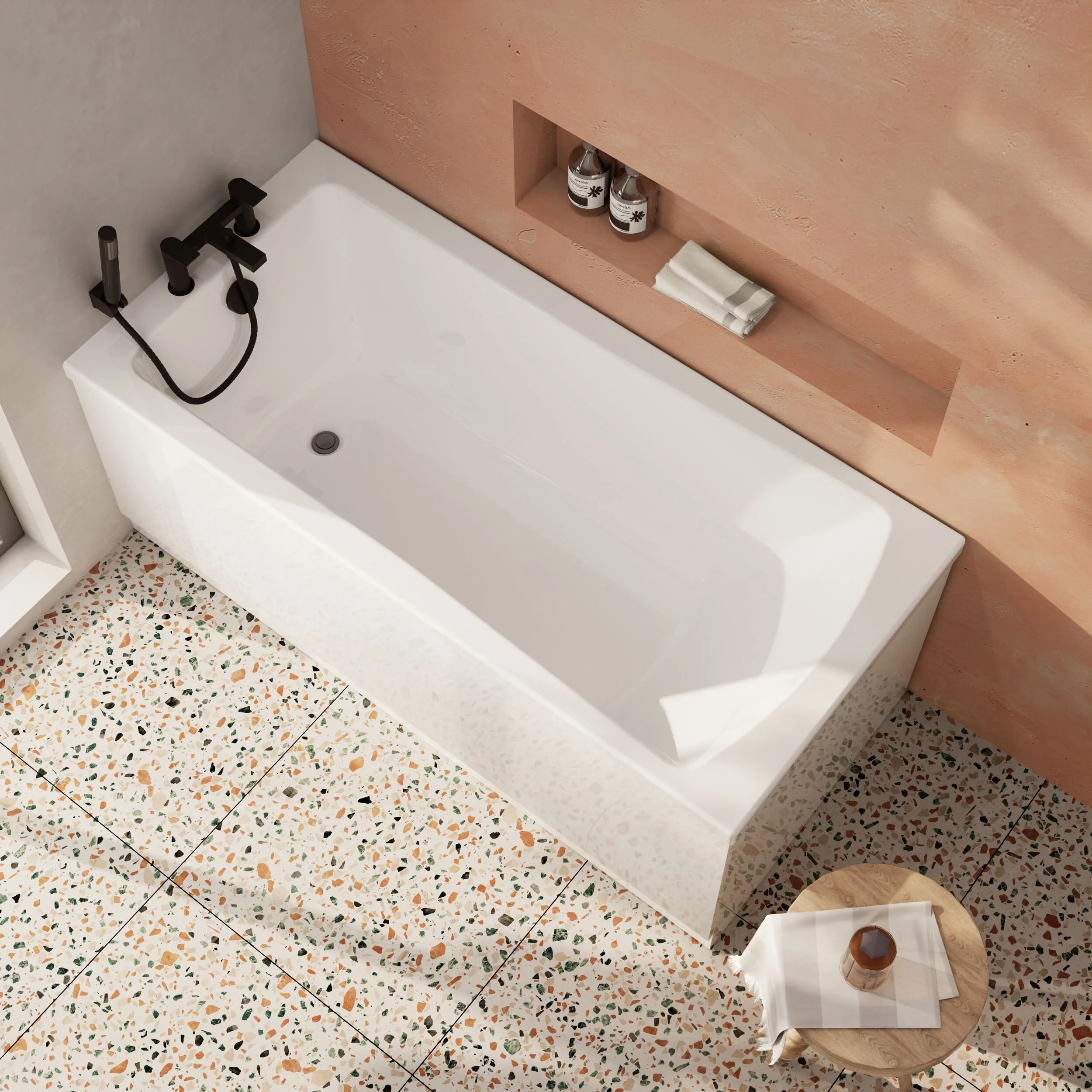 Contemporary Square Single Ended Bath Tub & Leg Set - Multiple Sizes - Image 10