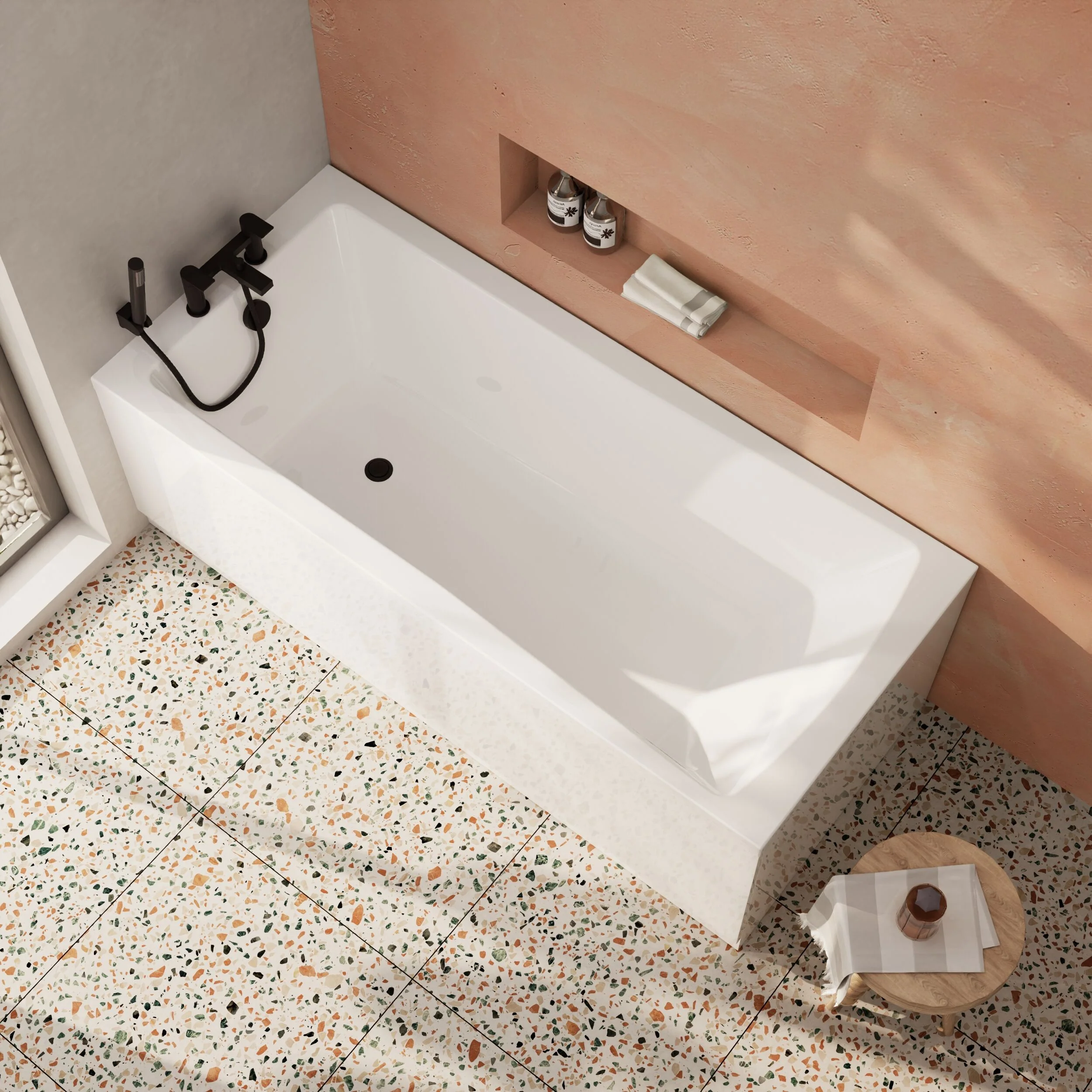 Contemporary Square Single Ended Bath Tub & Leg Set - Multiple Sizes - Image 13