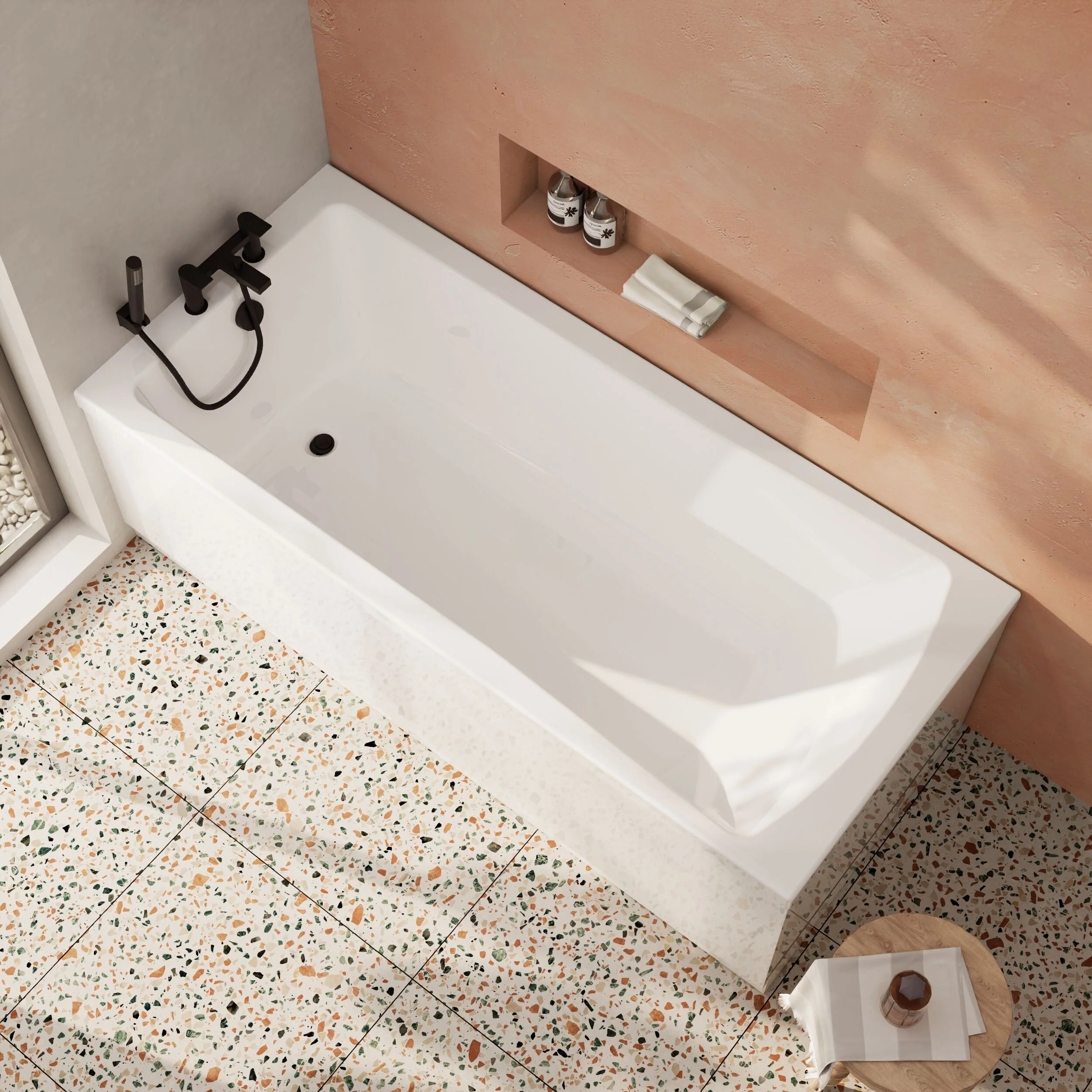 Contemporary Square Single Ended Bath Tub & Leg Set - Multiple Sizes - Image 14