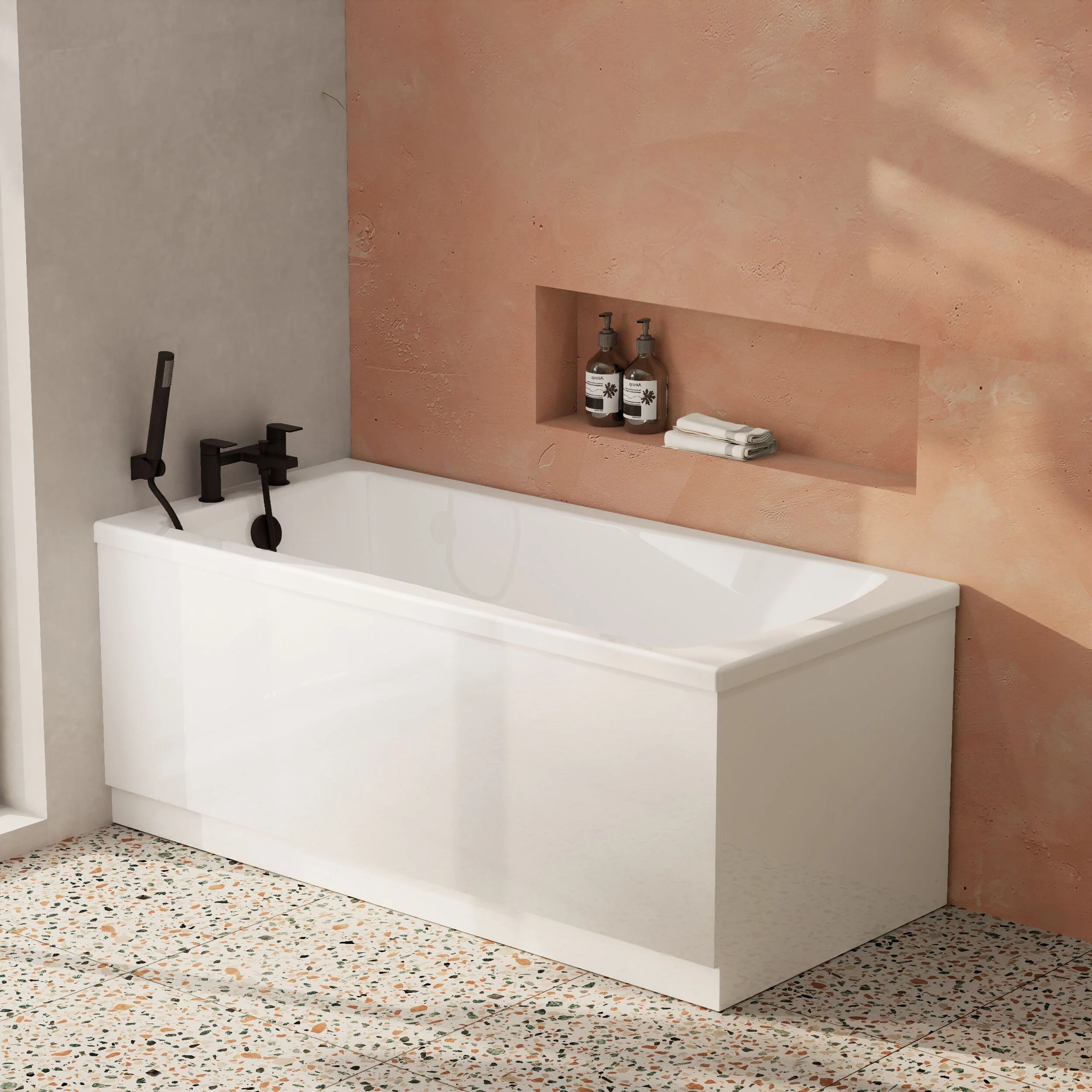 Contemporary Square Single Ended Bath Tub & Leg Set - Multiple Sizes - Image 15