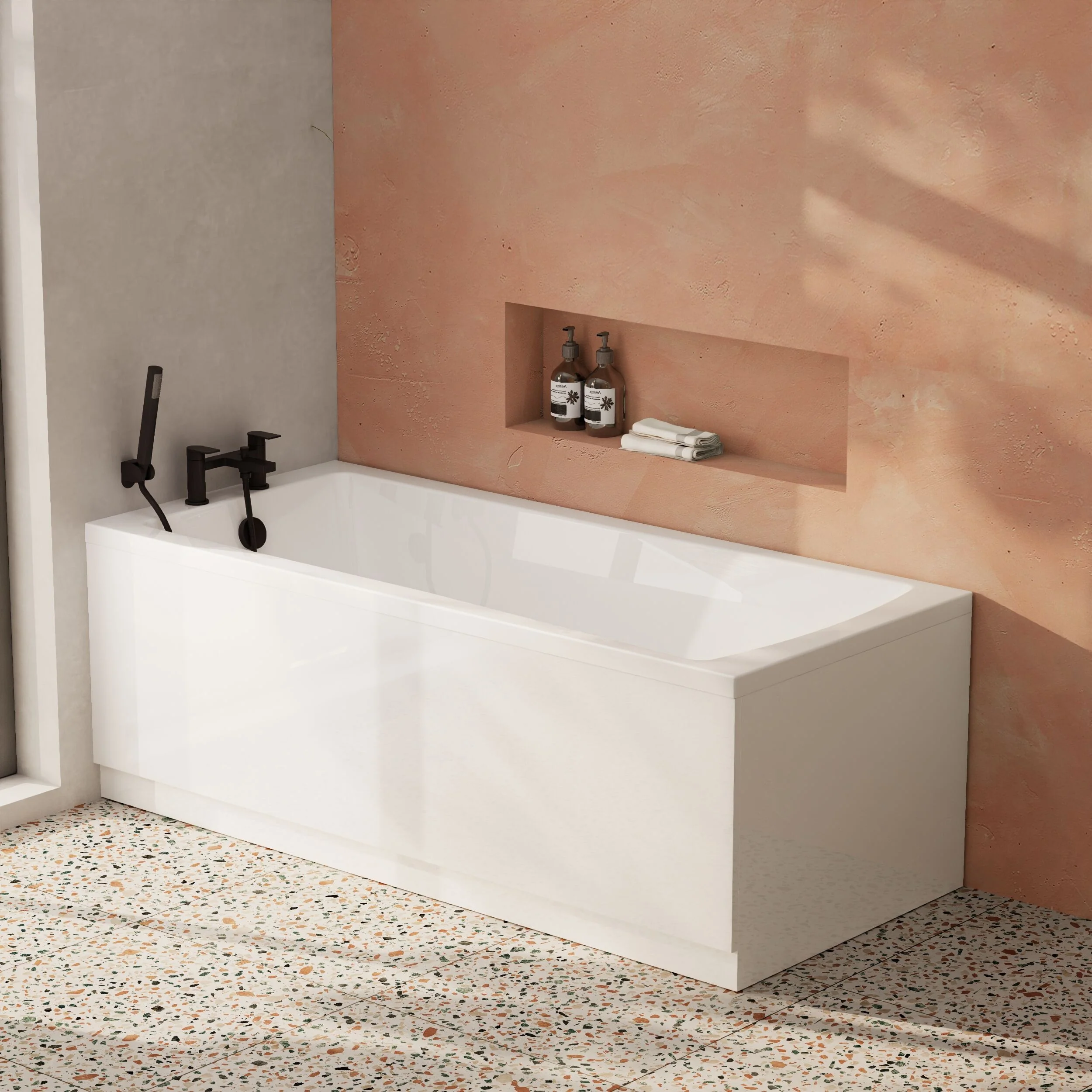 Contemporary Square Single Ended Bath Tub & Leg Set - Multiple Sizes - Image 16