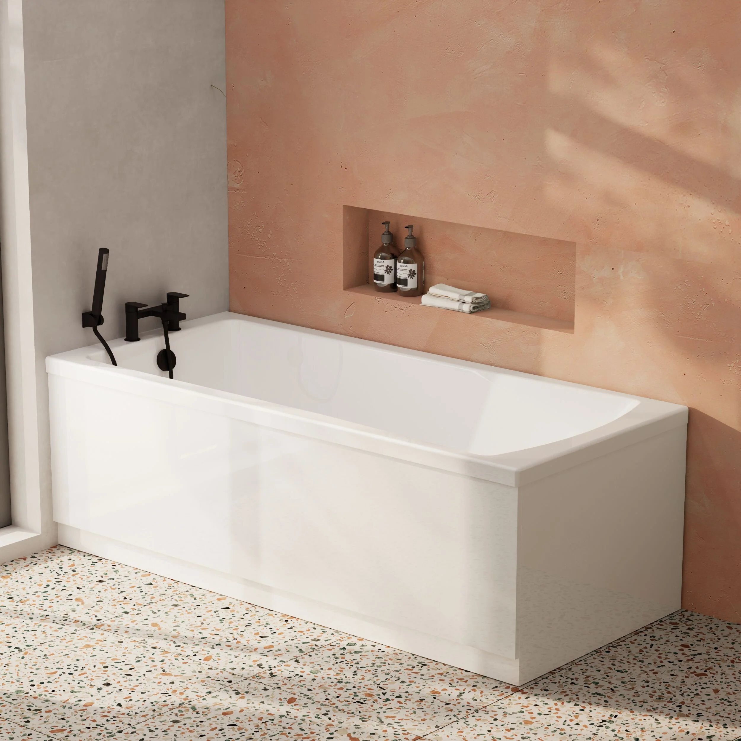 Contemporary Square Single Ended Bath Tub & Leg Set - Multiple Sizes - Image 17