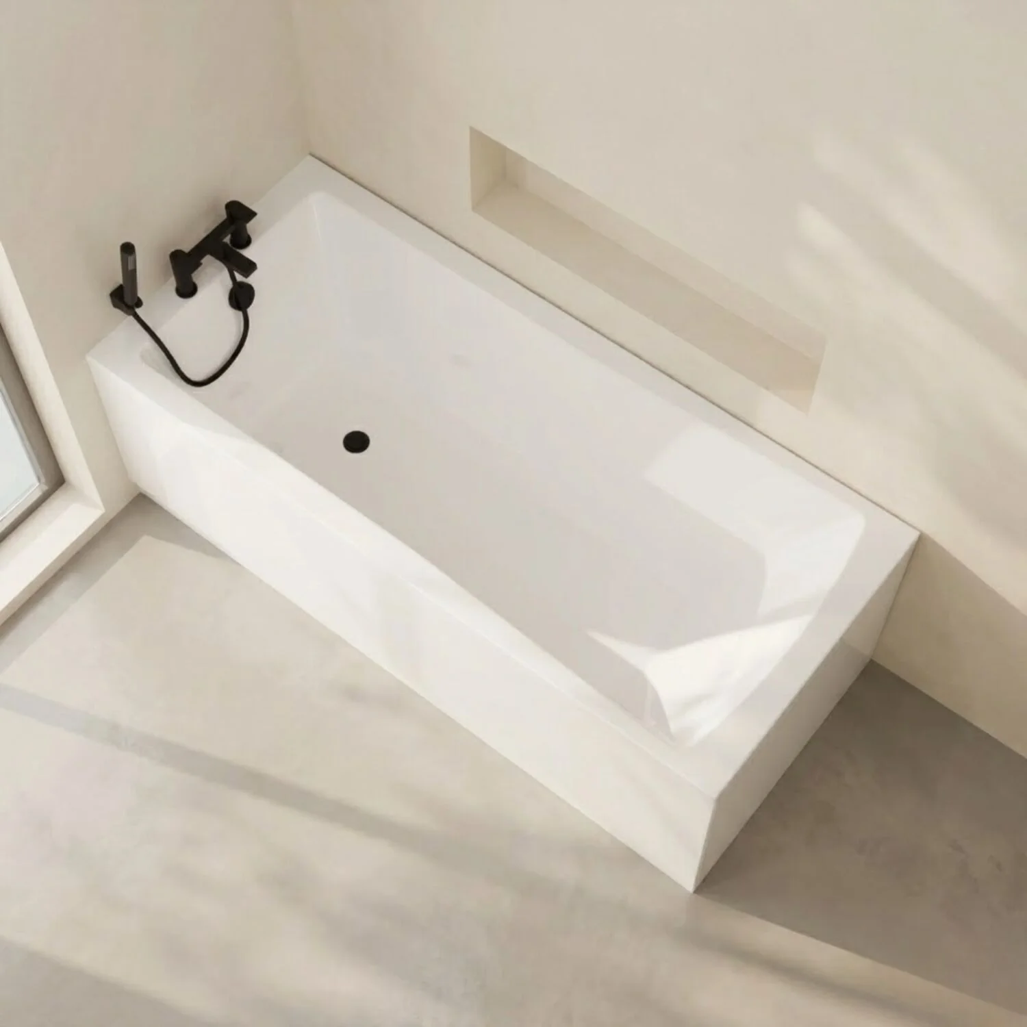 Contemporary Square Single Ended Bath Tub & Leg Set - Multiple Sizes - Image 4