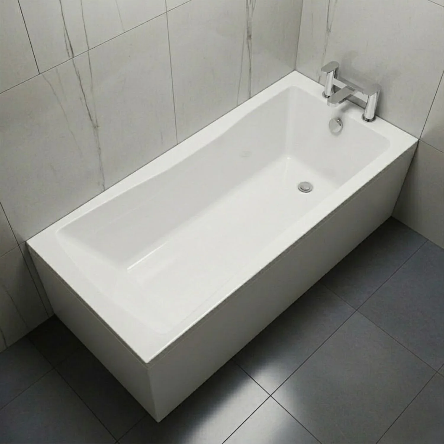 Contemporary Square Single Ended Bath Tub & Leg Set - Multiple Sizes - Image 5