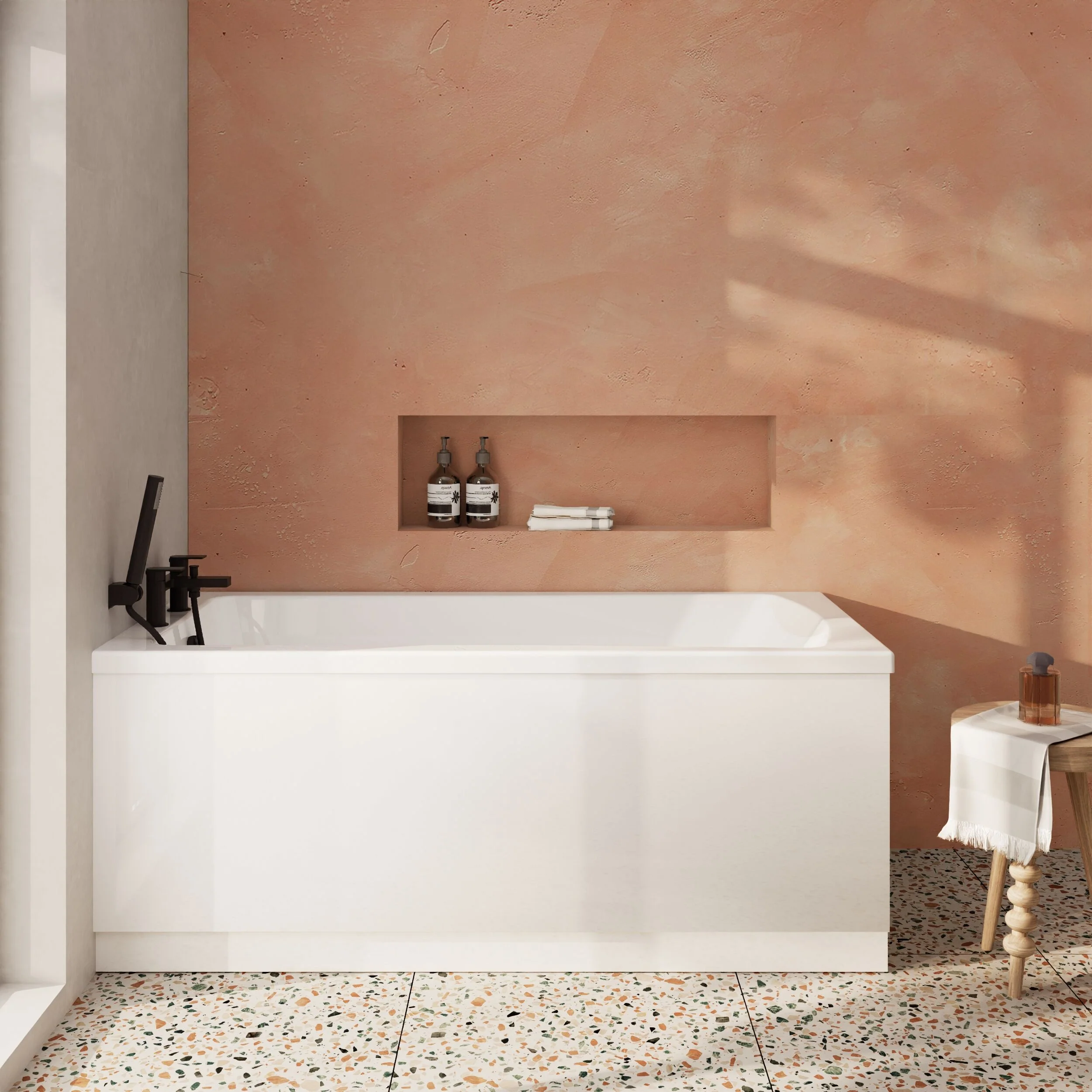 Contemporary Square Single Ended Bath Tub & Leg Set - Multiple Sizes - Image 6