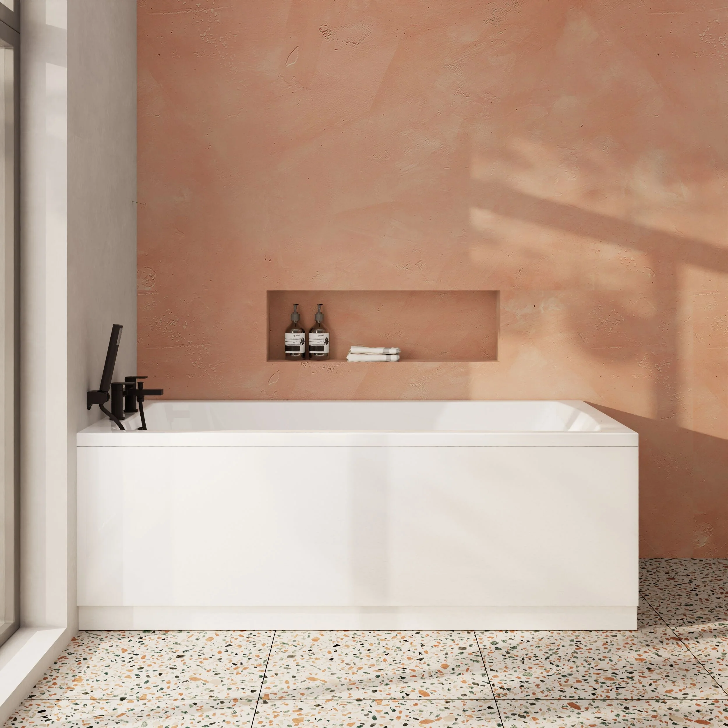 Contemporary Square Single Ended Bath Tub & Leg Set - Multiple Sizes - Image 7