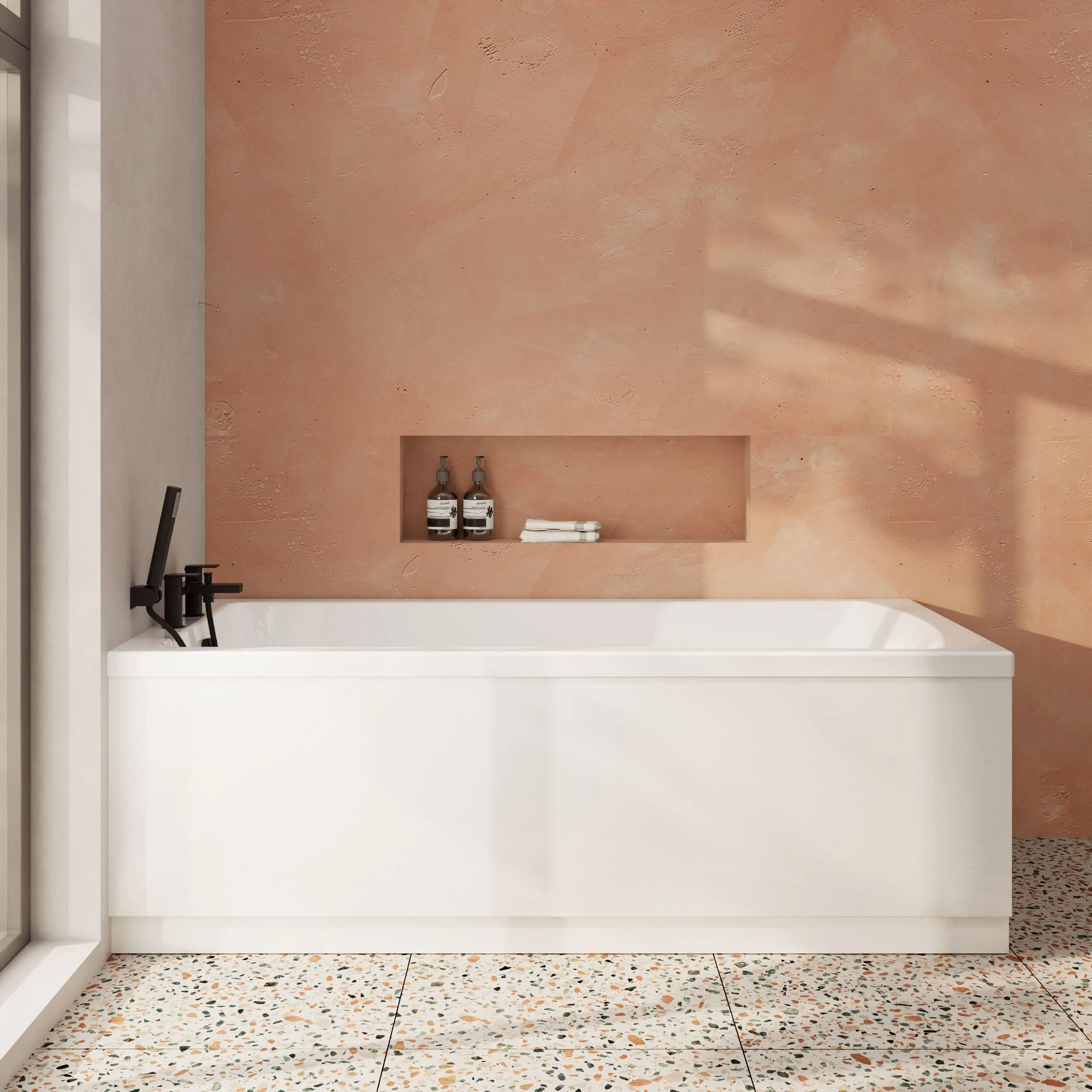 Contemporary Square Single Ended Bath Tub & Leg Set - Multiple Sizes - Image 9