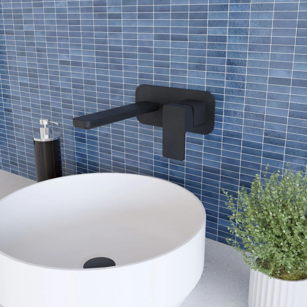 Swinscoe Contemporary Square Wall Mounted 2 Tap Hole Basin Mixer Tap - Choice of Finish - Image 10