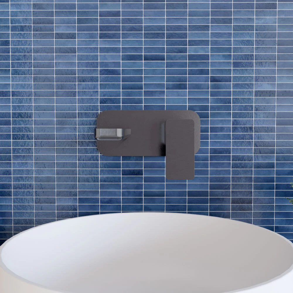 Swinscoe Contemporary Square Wall Mounted 2 Tap Hole Basin Mixer Tap - Choice of Finish - Image 11