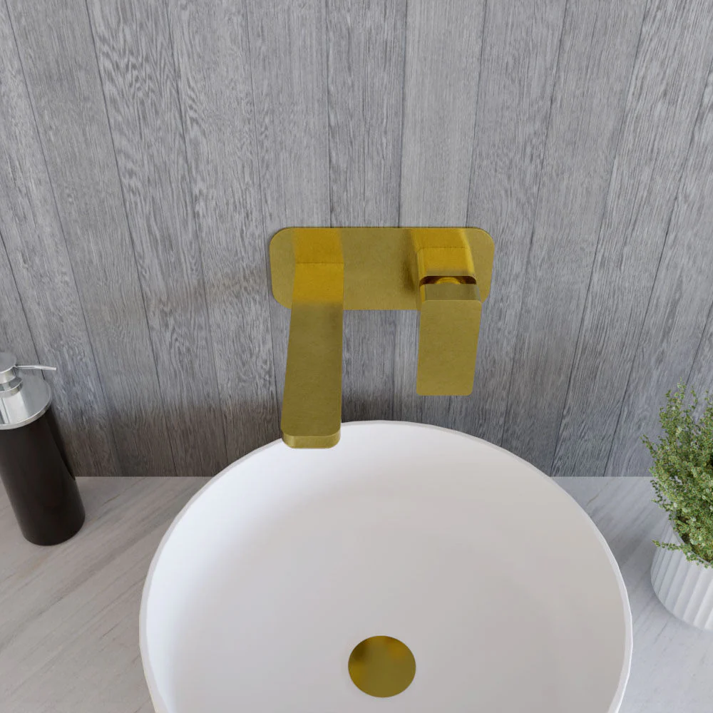 Swinscoe Contemporary Square Wall Mounted 2 Tap Hole Basin Mixer Tap - Choice of Finish - Image 15