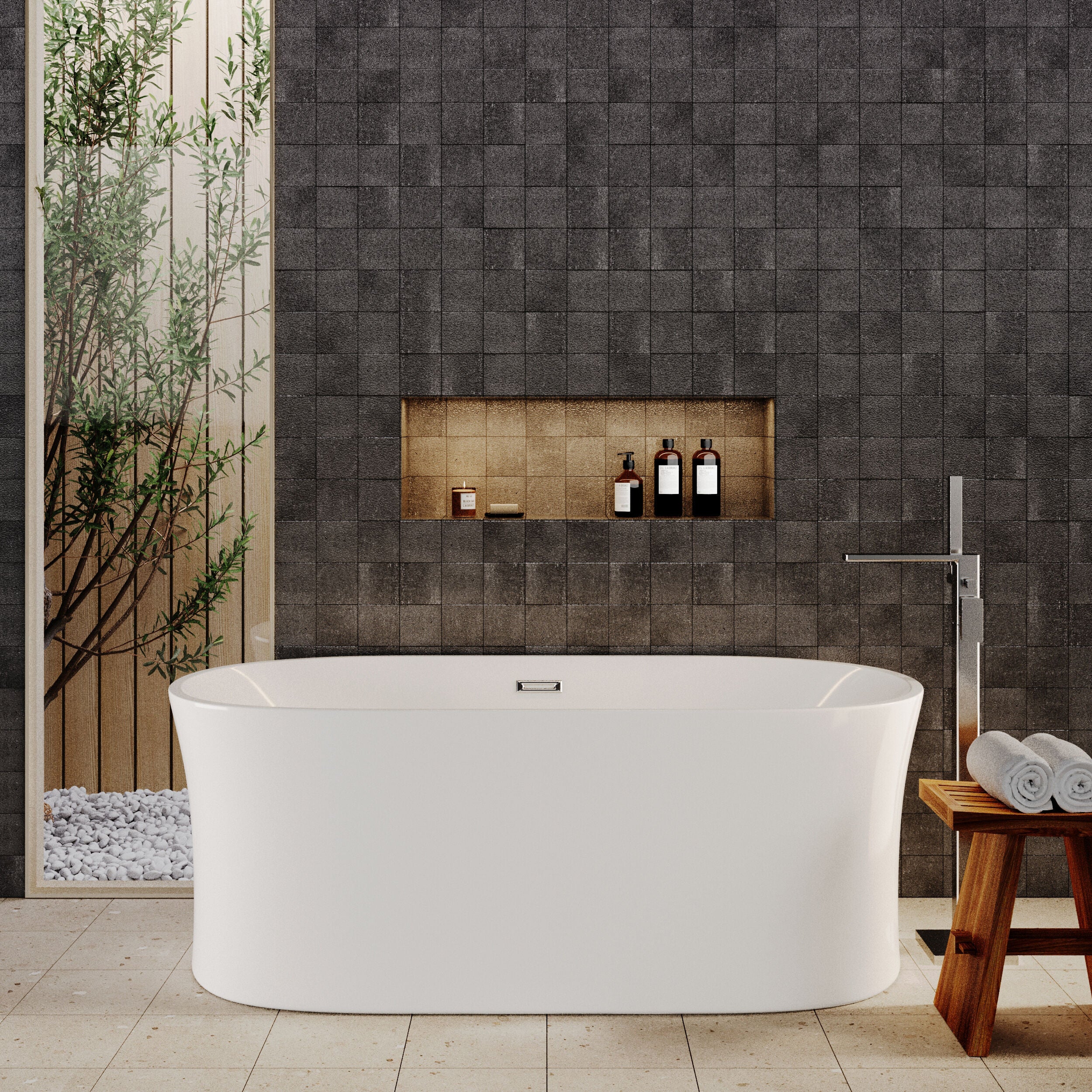 Contemporary White Curved Freestanding Bath - Choice of Size - Image 3
