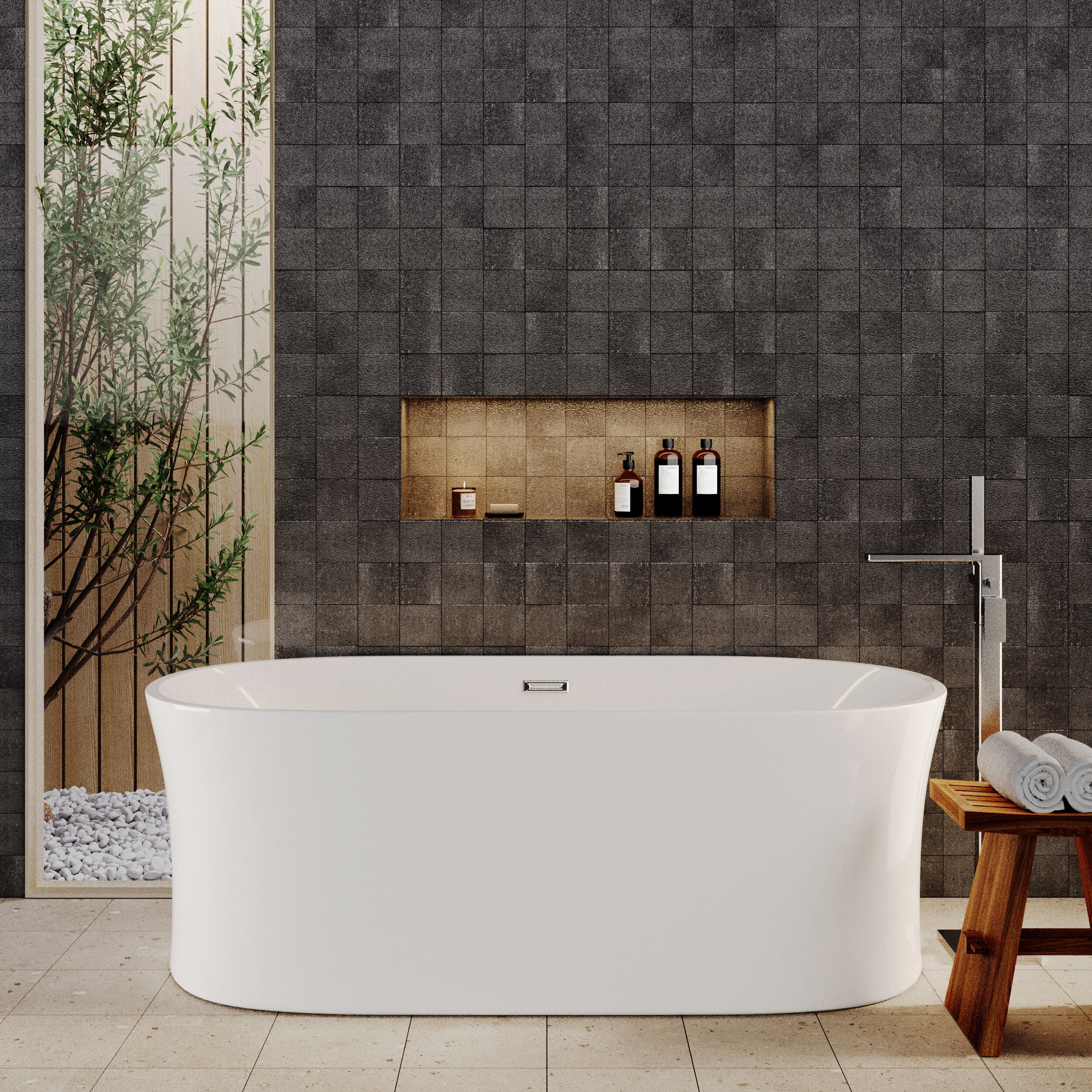 Contemporary White Curved Freestanding Bath - Choice of Size - Image 4