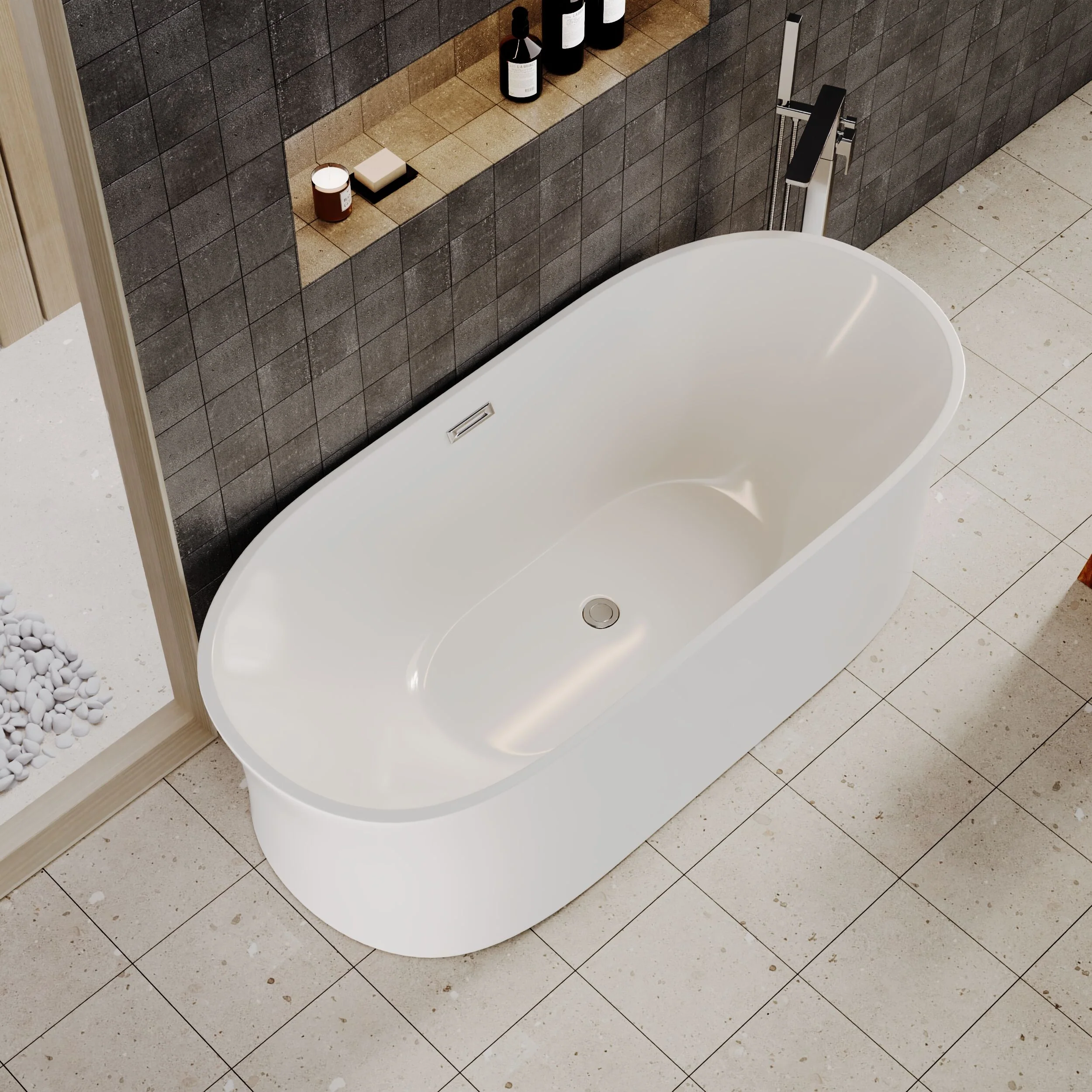 Contemporary White Curved Freestanding Bath - Choice of Size - Image 5