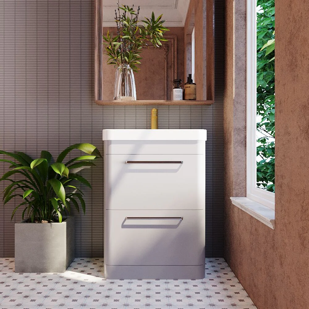 Croxden Modern Floor Standing Vanity Basin Unit with Soft Close Drawers - 600mm or 800mm - Image 11