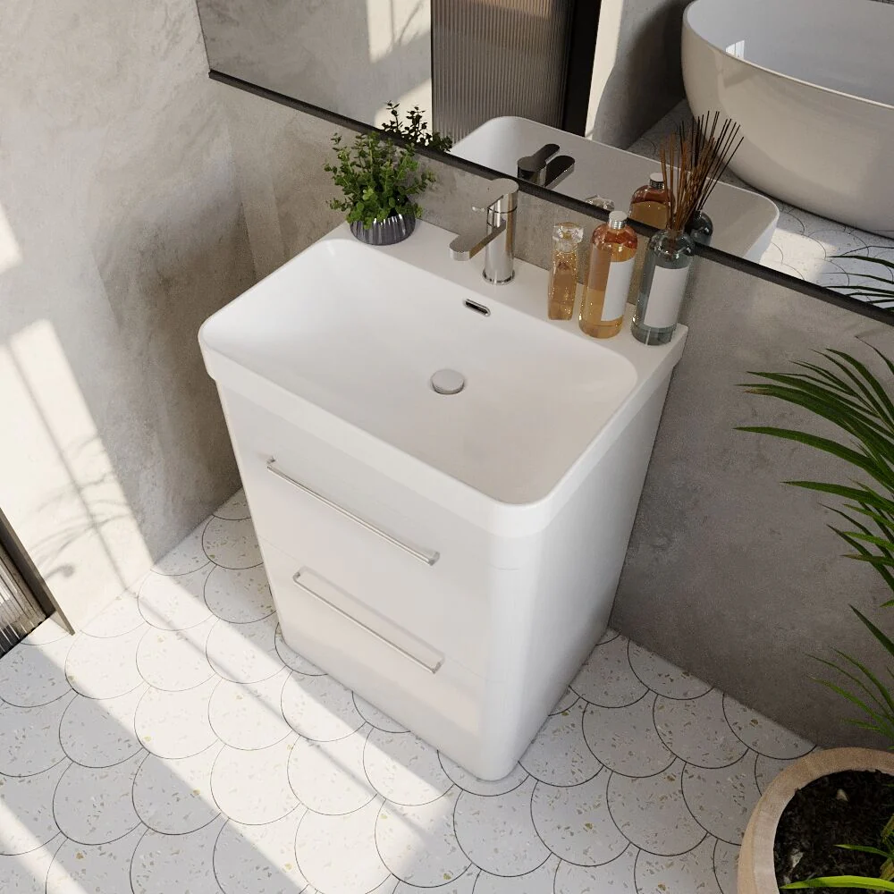 Croxden Modern Floor Standing Vanity Basin Unit with Soft Close Drawers - 600mm or 800mm - Image 17