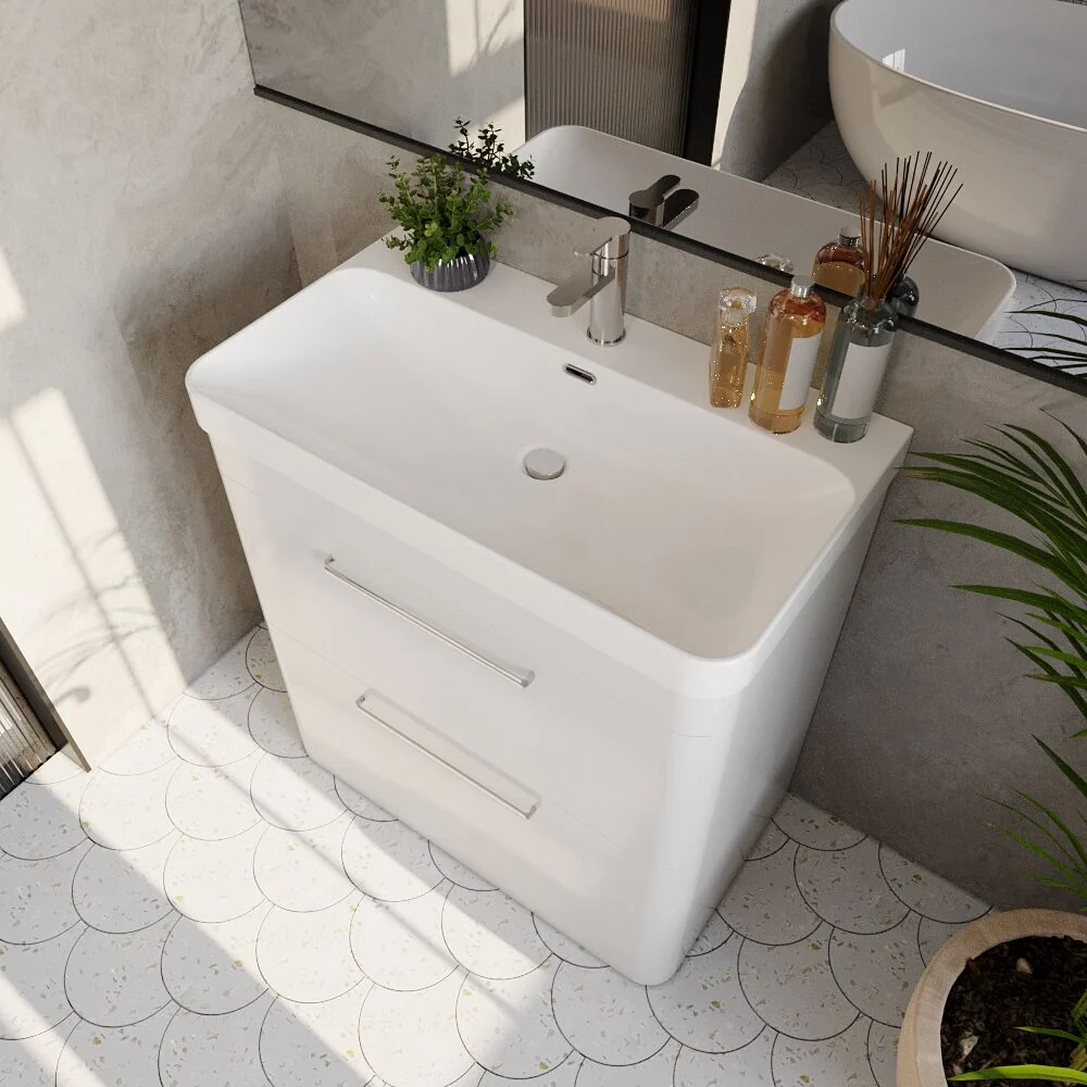 Croxden Modern Floor Standing Vanity Basin Unit with Soft Close Drawers - 600mm or 800mm - Image 18