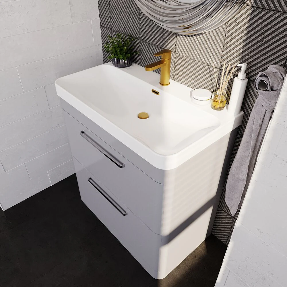 Croxden Modern Floor Standing Vanity Basin Unit with Soft Close Drawers - 600mm or 800mm - Image 20