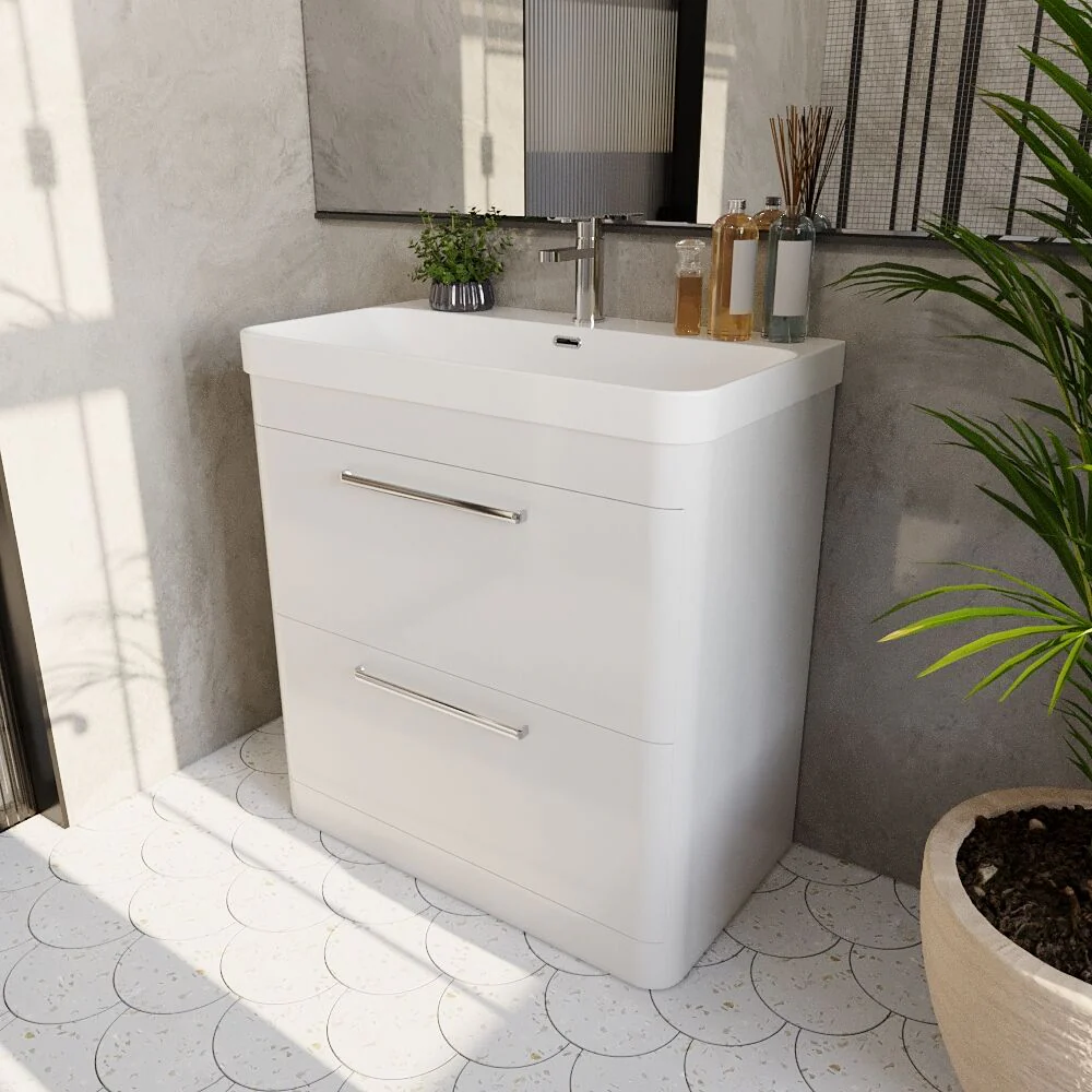 Croxden Modern Floor Standing Vanity Basin Unit with Soft Close Drawers - 600mm or 800mm - Image 26