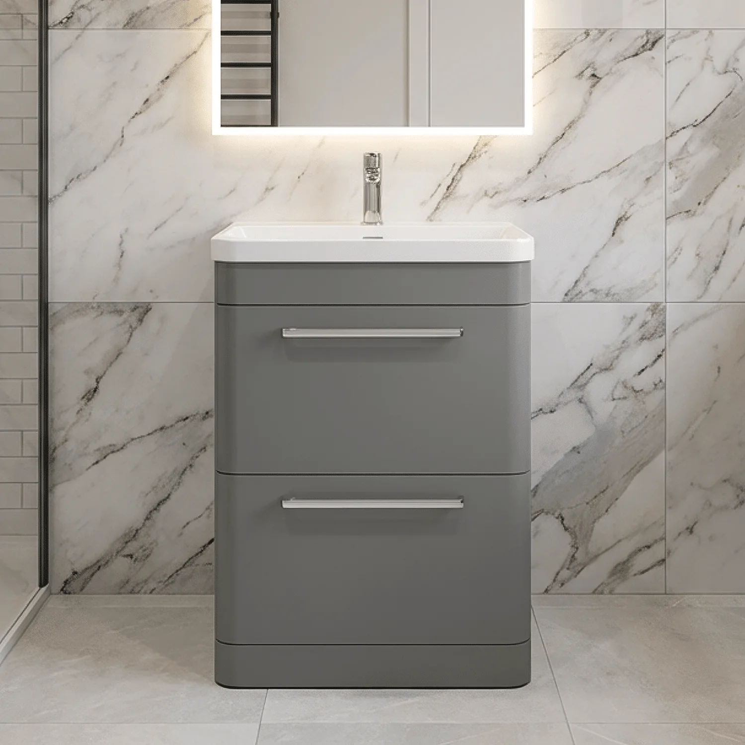 Croxden Modern Floor Standing Vanity Basin Unit with Soft Close Drawers - 600mm or 800mm - Image 3