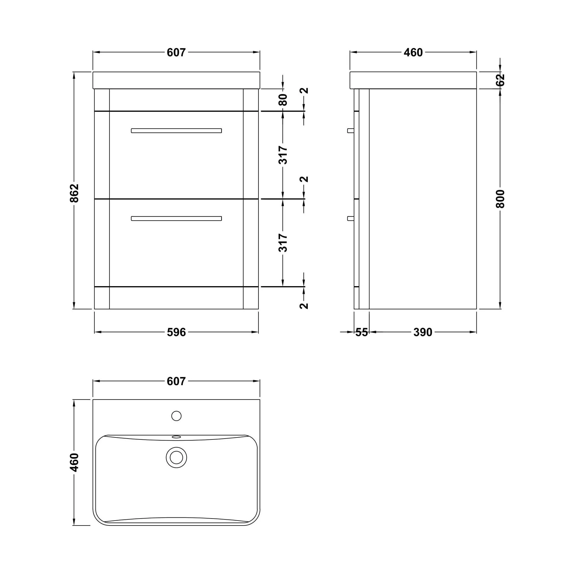 Croxden Modern Floor Standing Vanity Basin Unit with Soft Close Drawers - 600mm or 800mm - Image 47