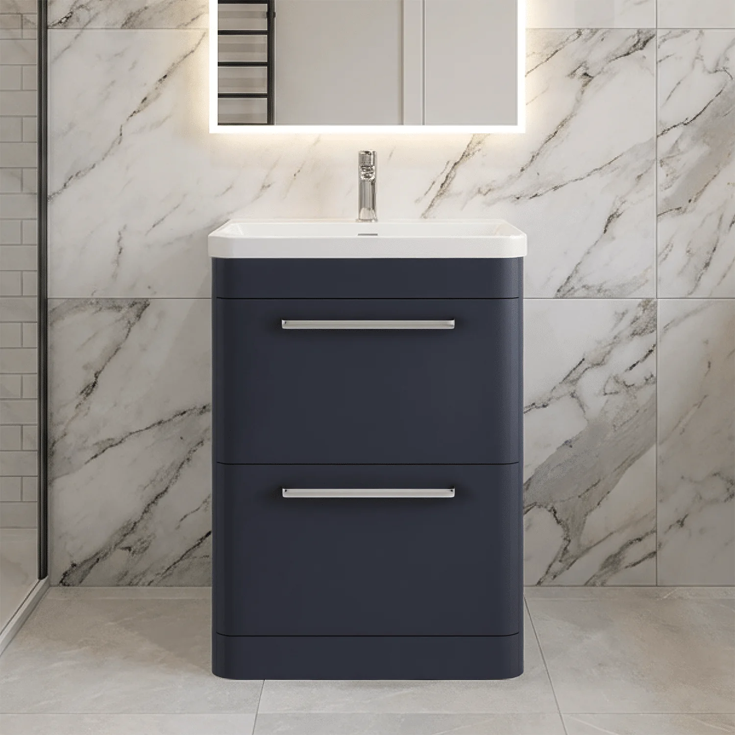Croxden Modern Floor Standing Vanity Basin Unit with Soft Close Drawers - 600mm or 800mm - Image 5