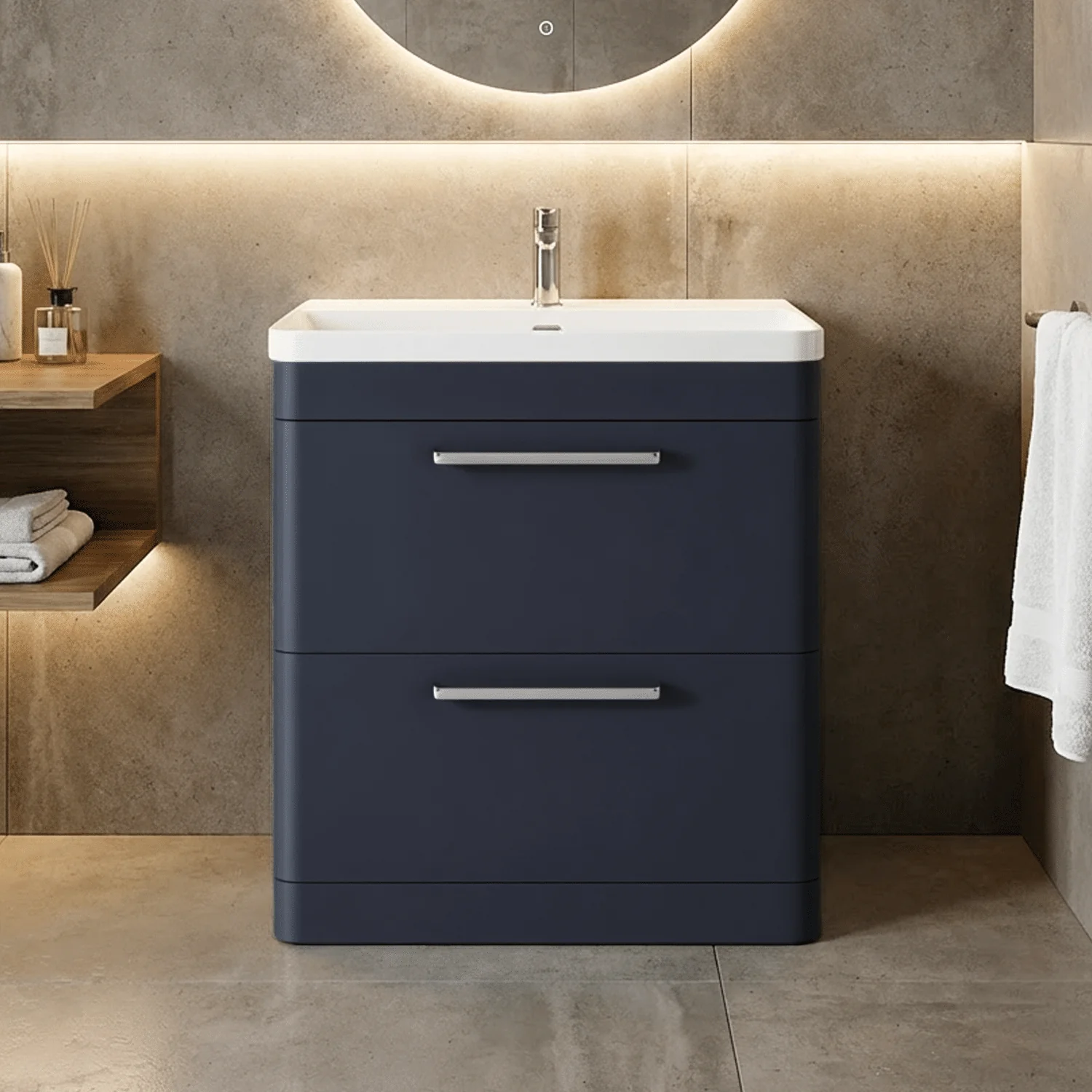 Croxden Modern Floor Standing Vanity Basin Unit with Soft Close Drawers - 600mm or 800mm - Image 6