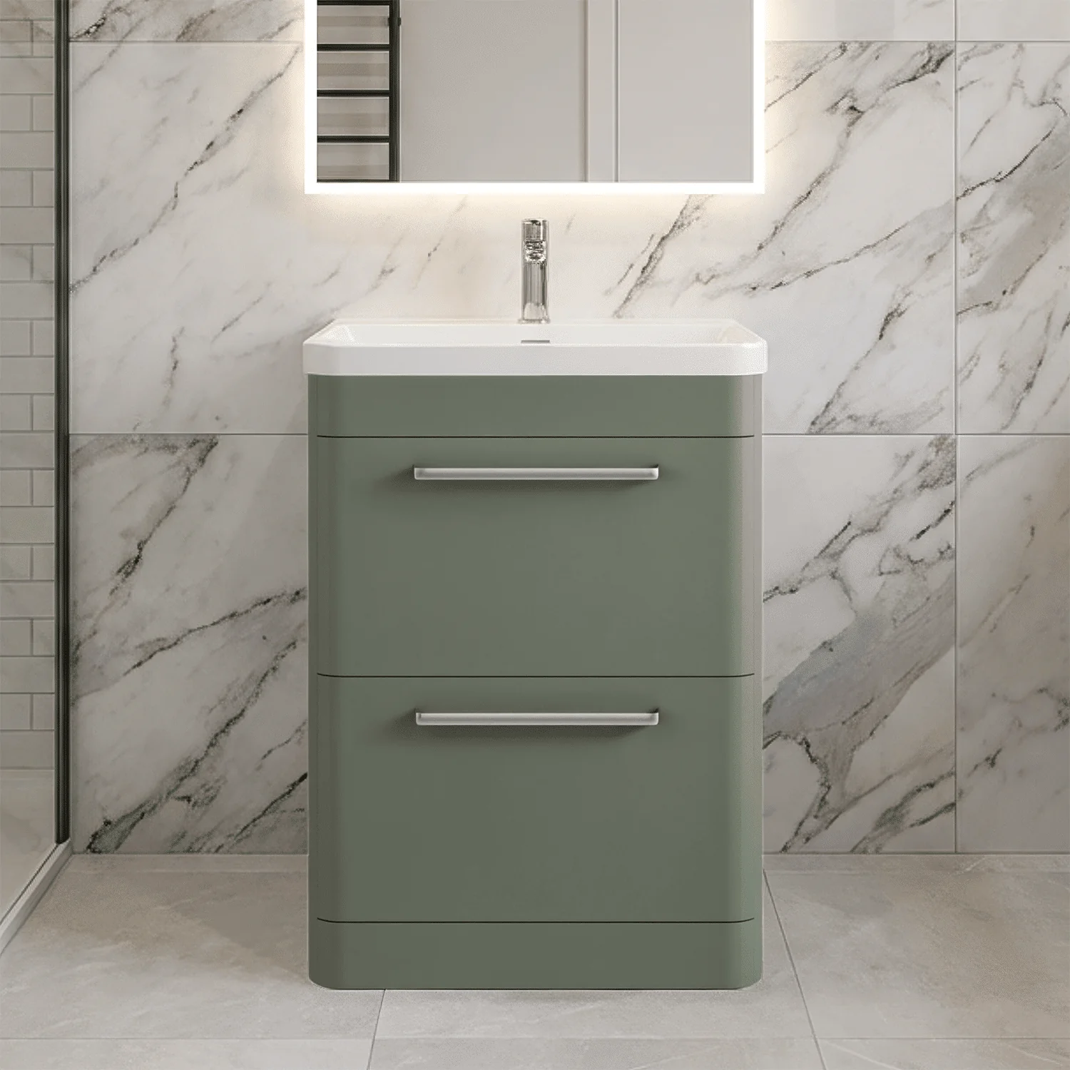 Croxden Modern Floor Standing Vanity Basin Unit with Soft Close Drawers - 600mm or 800mm - Image 7