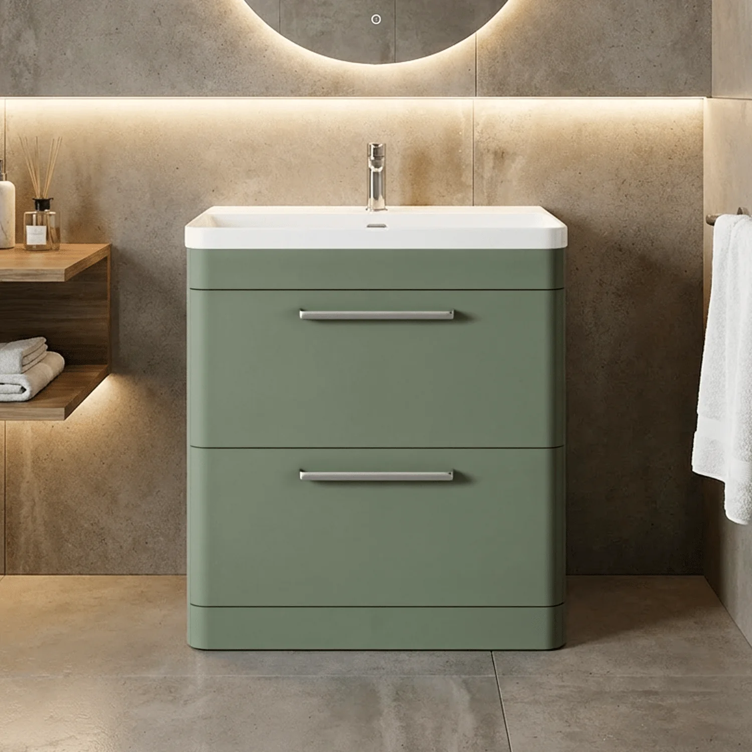 Croxden Modern Floor Standing Vanity Basin Unit with Soft Close Drawers - 600mm or 800mm - Image 8