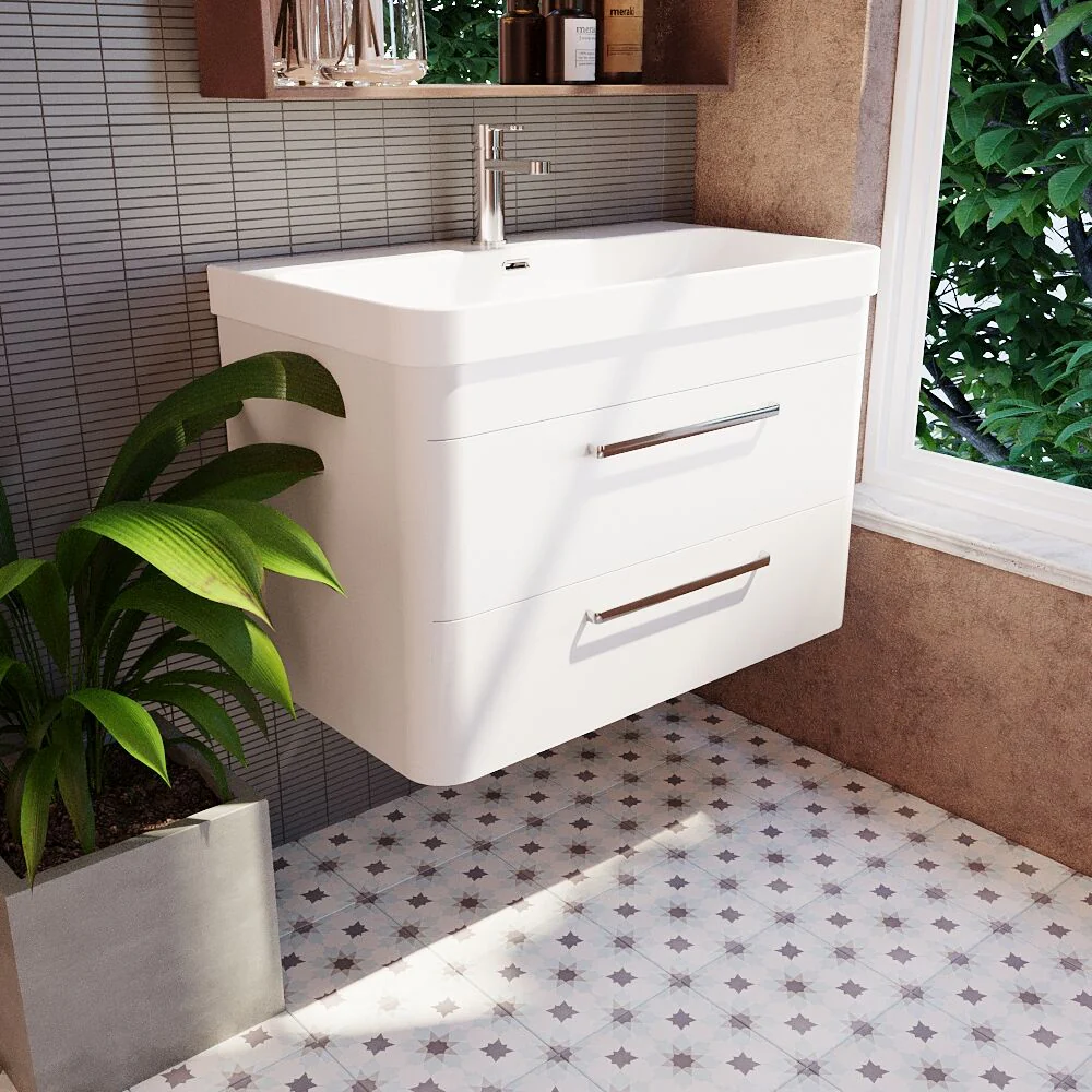 Croxden Modern Wall Hung Vanity Basin Unit with Soft Close Drawers - 600mm or 800mm - Image 10