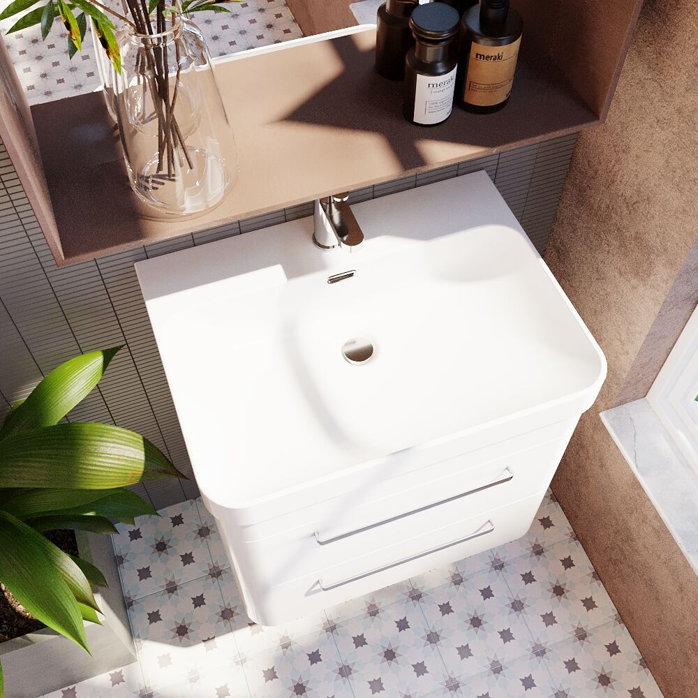 Croxden Modern Wall Hung Vanity Basin Unit with Soft Close Drawers - 600mm or 800mm - Image 17