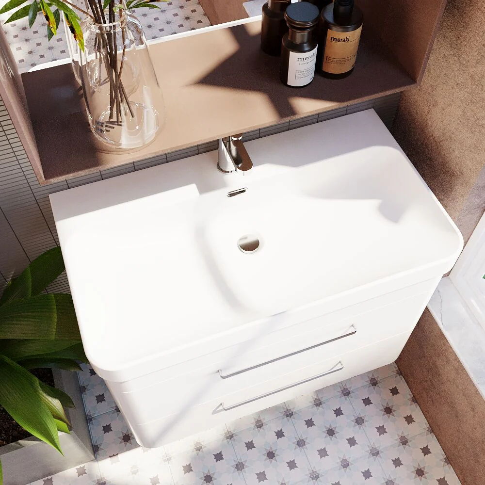Croxden Modern Wall Hung Vanity Basin Unit with Soft Close Drawers - 600mm or 800mm - Image 18