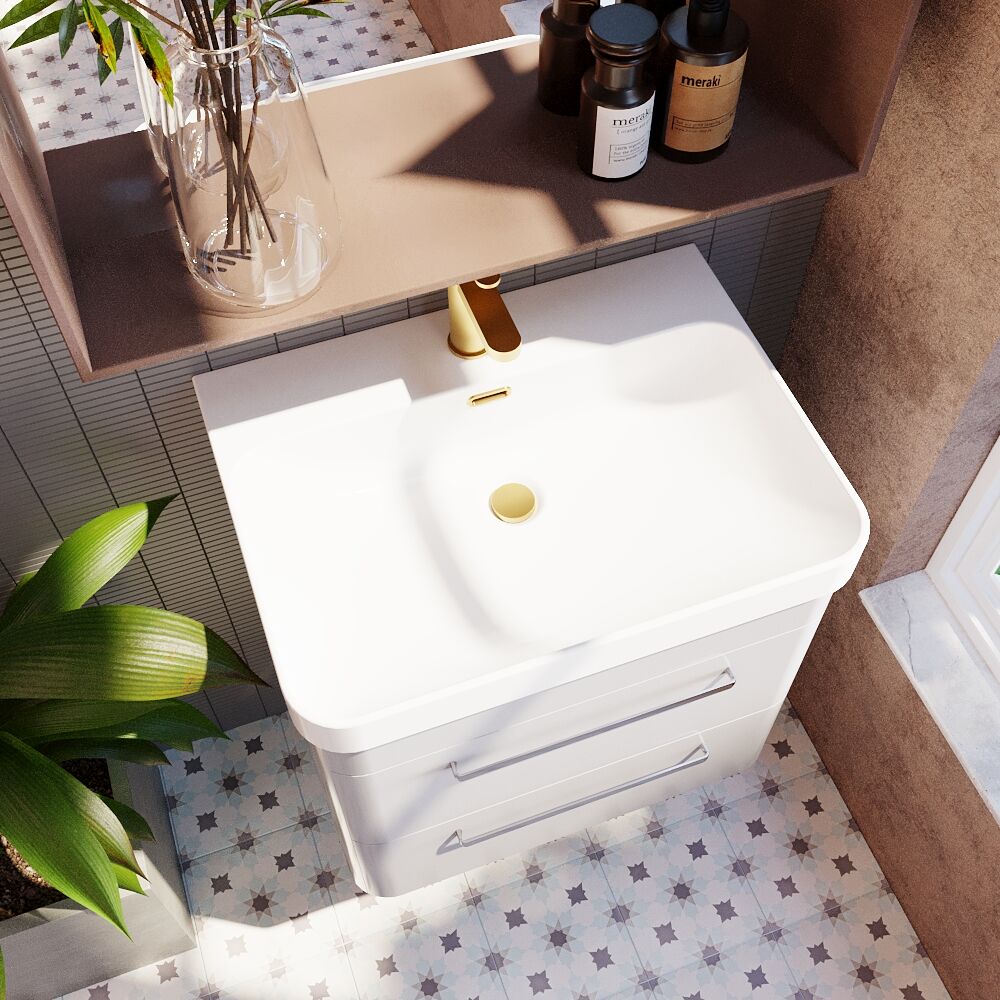 Croxden Modern Wall Hung Vanity Basin Unit with Soft Close Drawers - 600mm or 800mm - Image 19