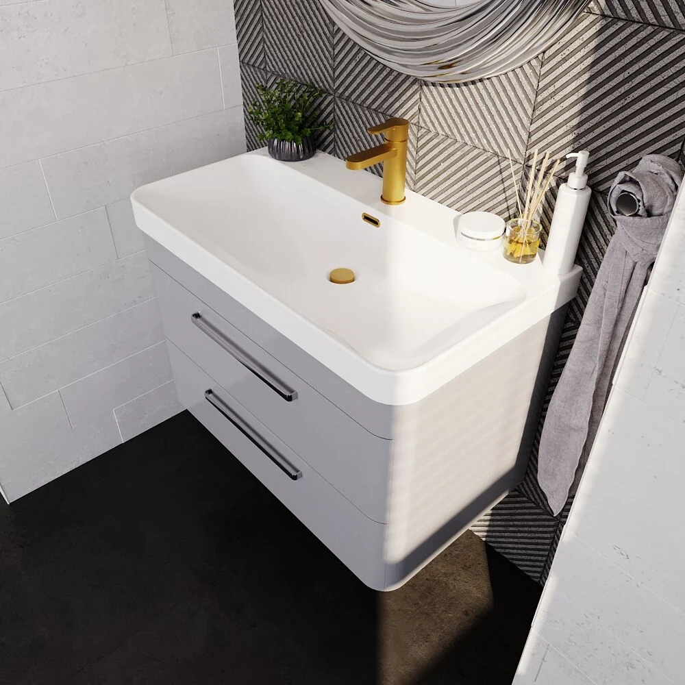 Croxden Modern Wall Hung Vanity Basin Unit with Soft Close Drawers - 600mm or 800mm - Image 20