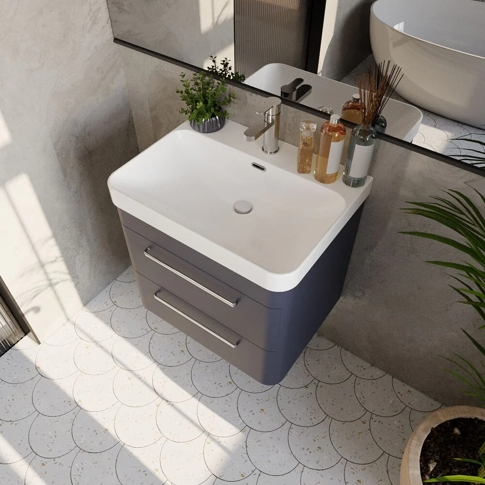 Croxden Modern Wall Hung Vanity Basin Unit with Soft Close Drawers - 600mm or 800mm - Image 21
