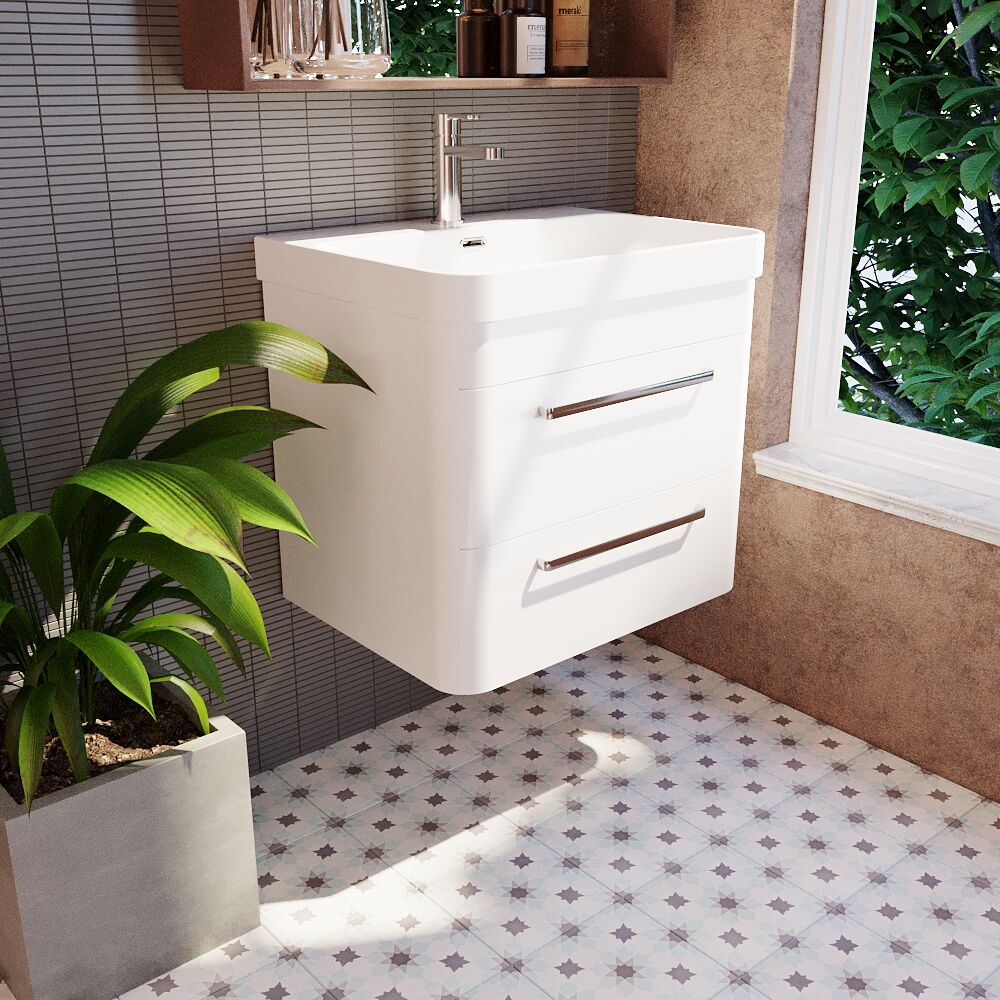 Croxden Modern Wall Hung Vanity Basin Unit with Soft Close Drawers - 600mm or 800mm - Image 25
