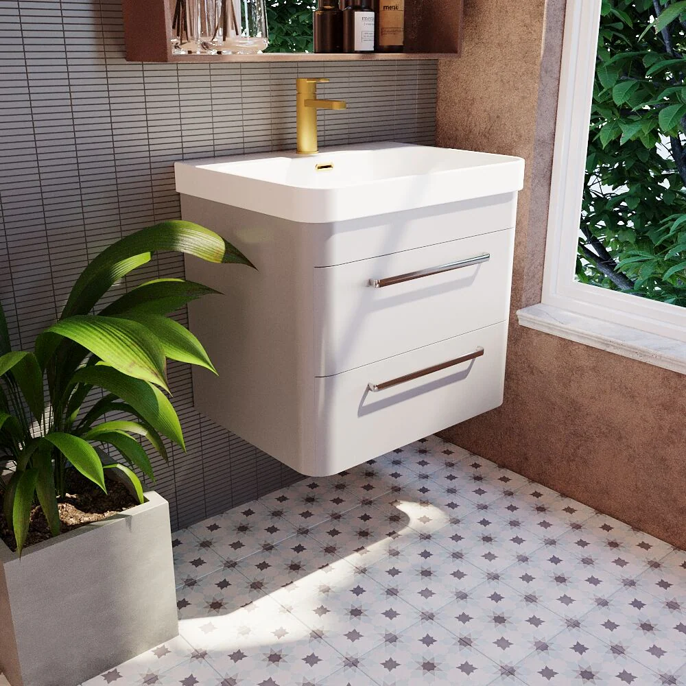 Croxden Modern Wall Hung Vanity Basin Unit with Soft Close Drawers - 600mm or 800mm - Image 27