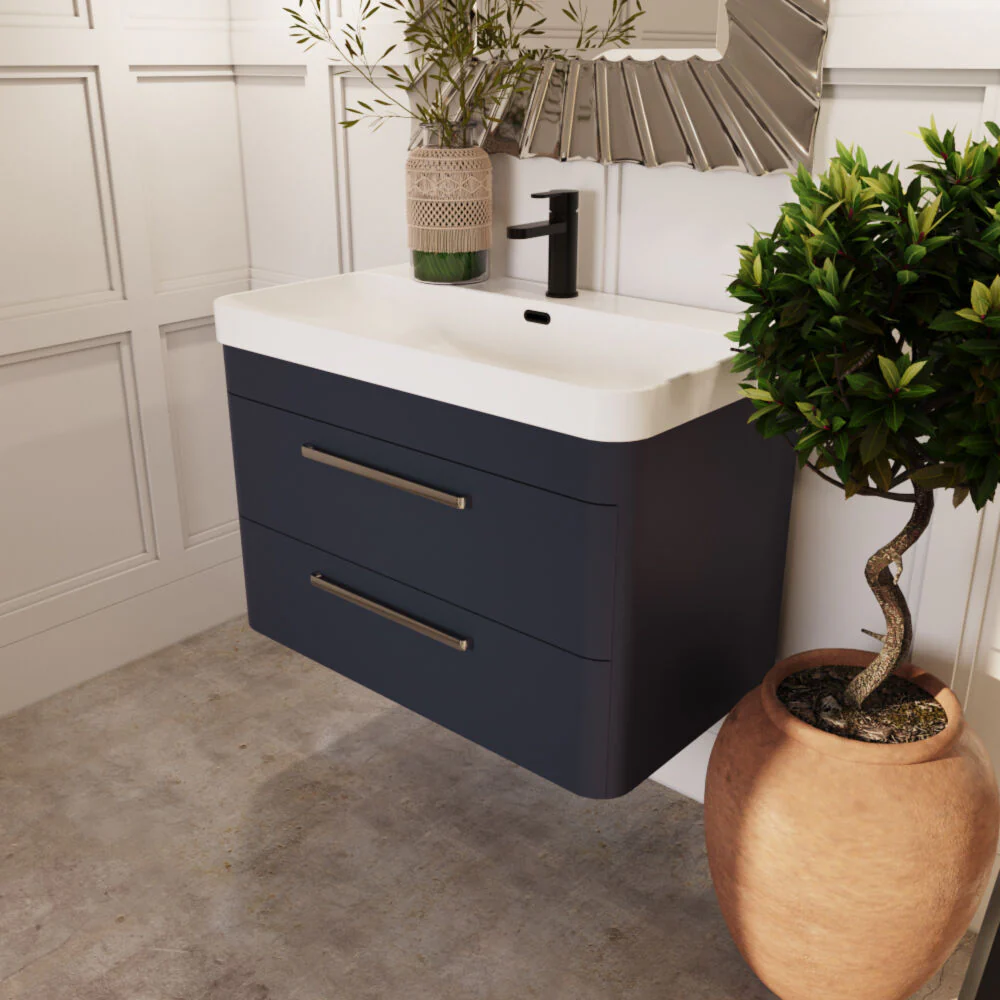 Croxden Modern Wall Hung Vanity Basin Unit with Soft Close Drawers - 600mm or 800mm - Image 30