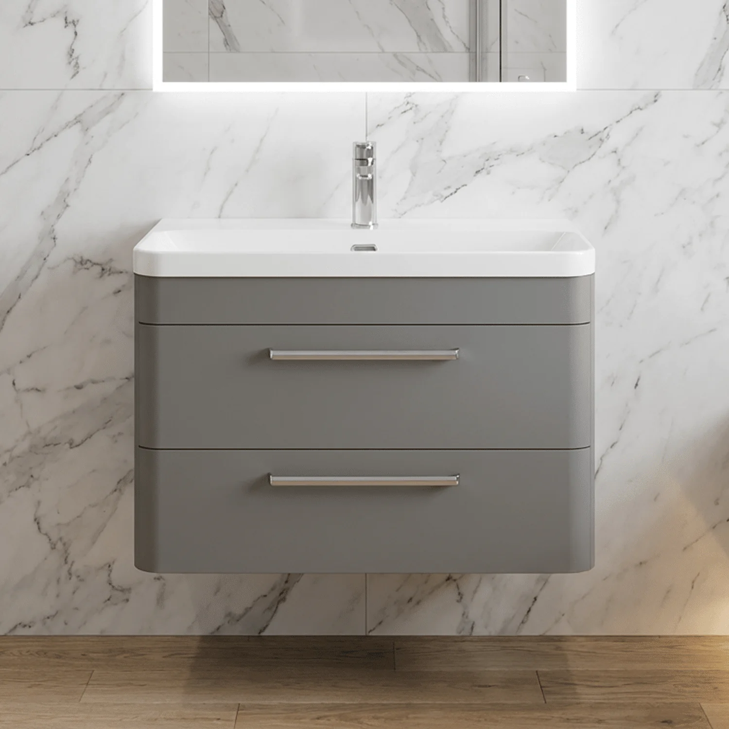 Croxden Modern Wall Hung Vanity Basin Unit with Soft Close Drawers - 600mm or 800mm - Image 4