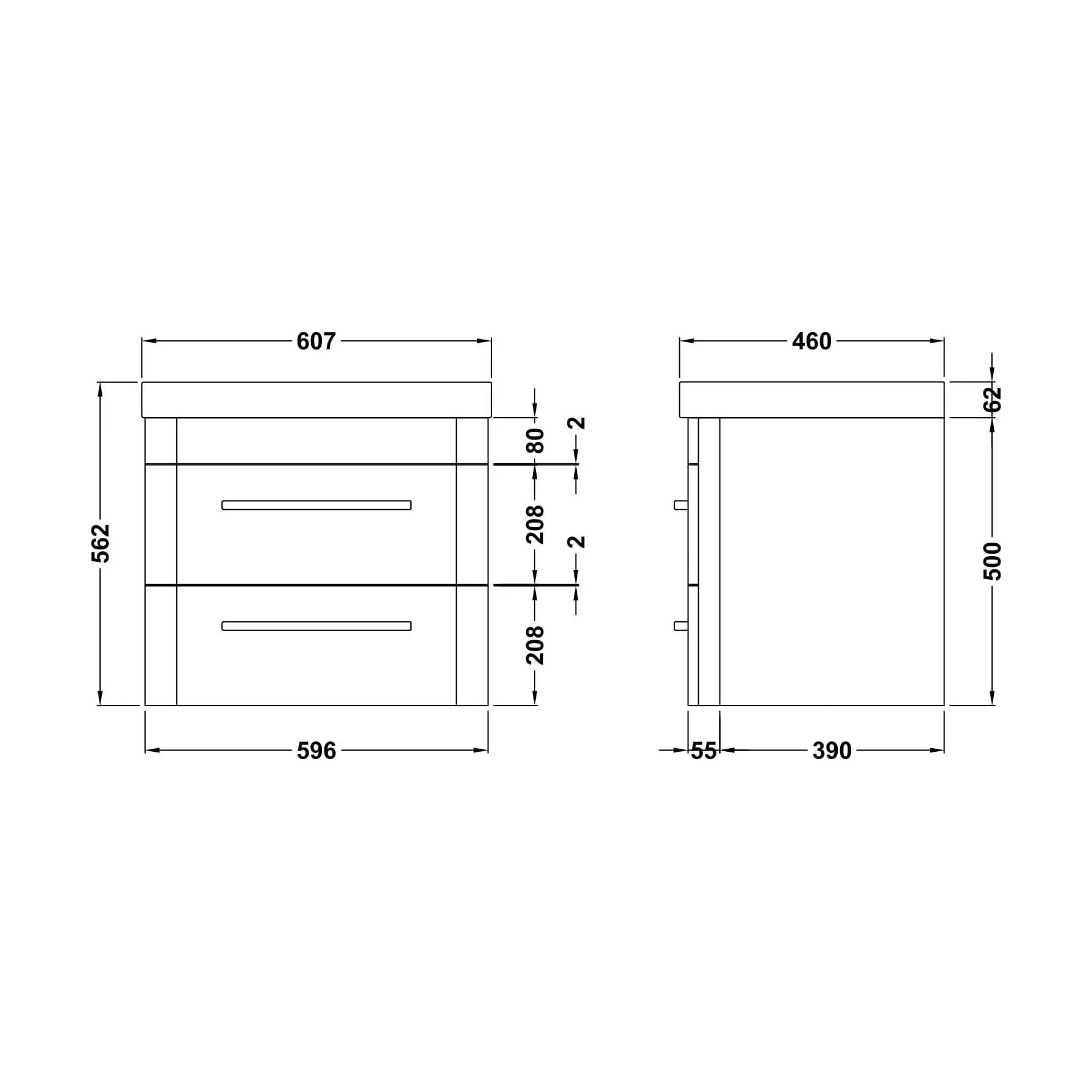 Croxden Modern Wall Hung Vanity Basin Unit with Soft Close Drawers - 600mm or 800mm - Image 41