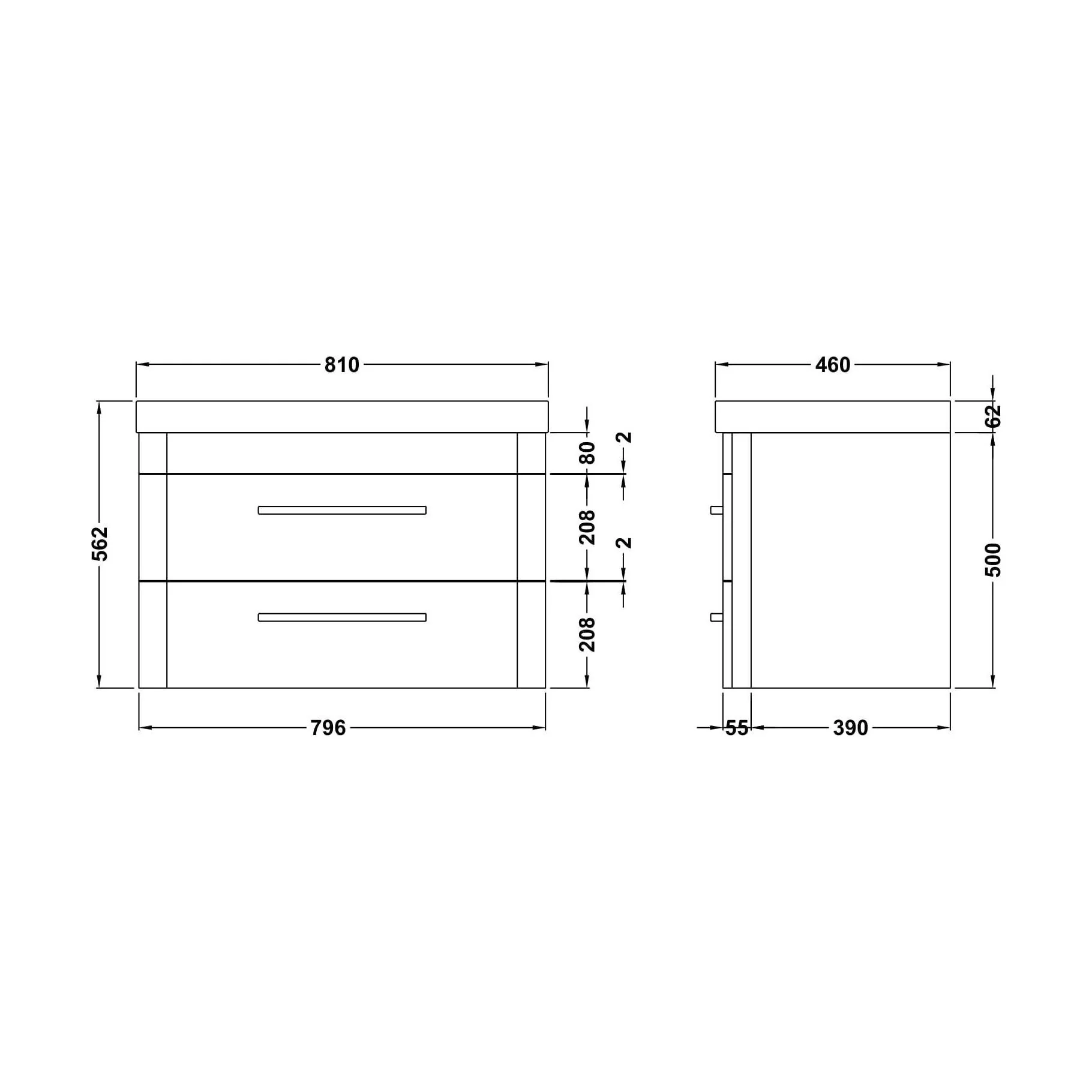 Croxden Modern Wall Hung Vanity Basin Unit with Soft Close Drawers - 600mm or 800mm - Image 46