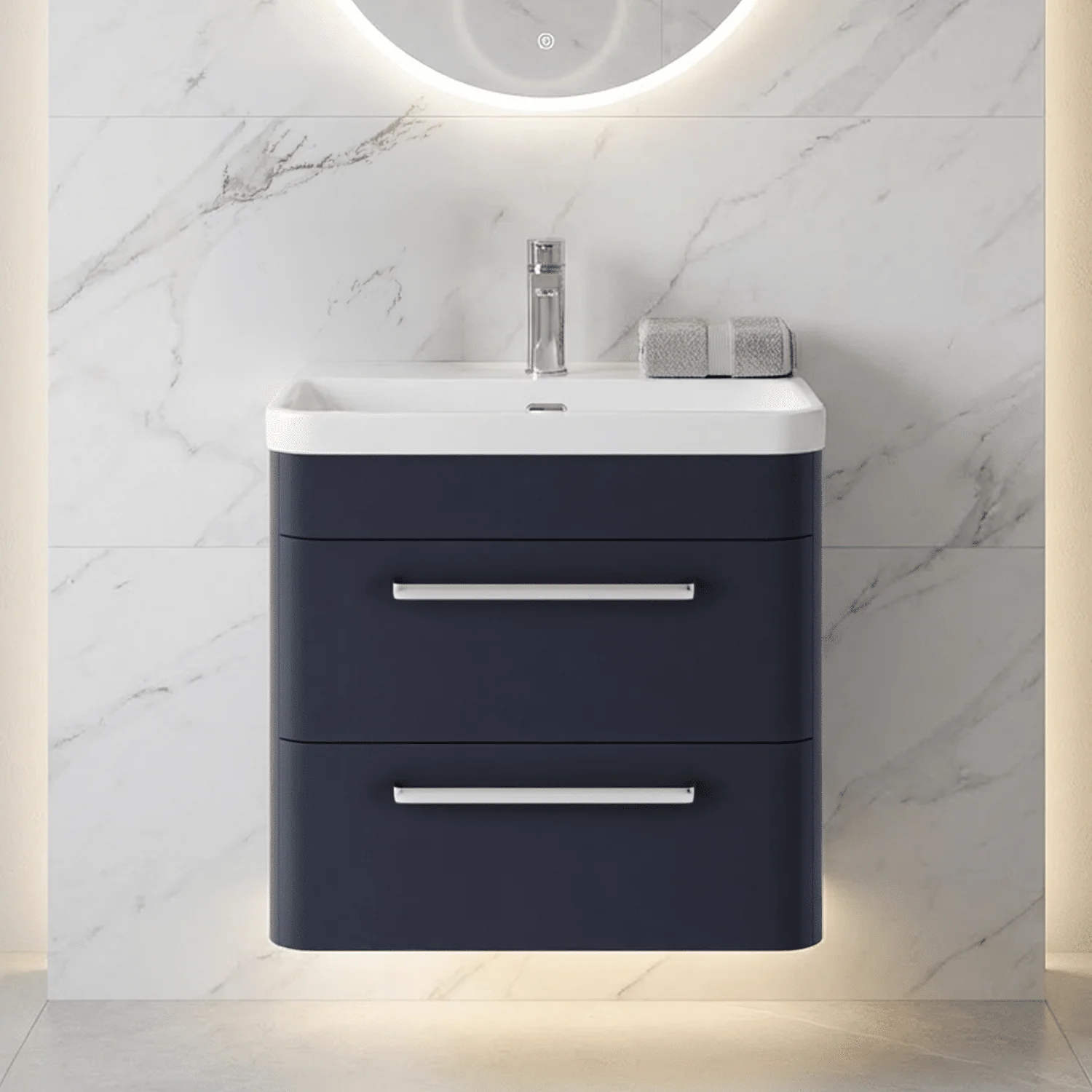 Croxden Modern Wall Hung Vanity Basin Unit with Soft Close Drawers - 600mm or 800mm - Image 5