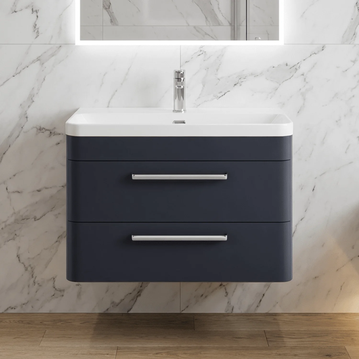 Croxden Modern Wall Hung Vanity Basin Unit with Soft Close Drawers - 600mm or 800mm - Image 6