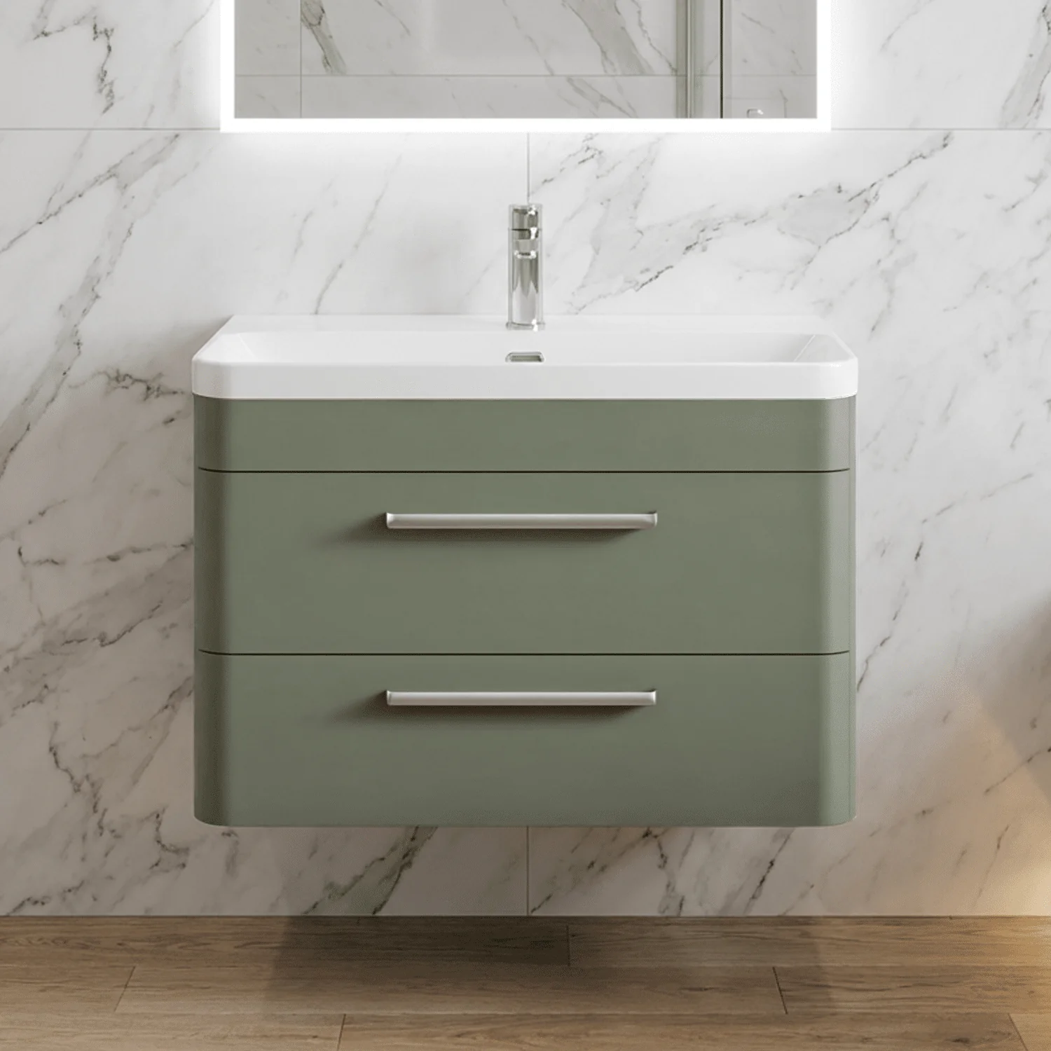 Croxden Modern Wall Hung Vanity Basin Unit with Soft Close Drawers - 600mm or 800mm - Image 8