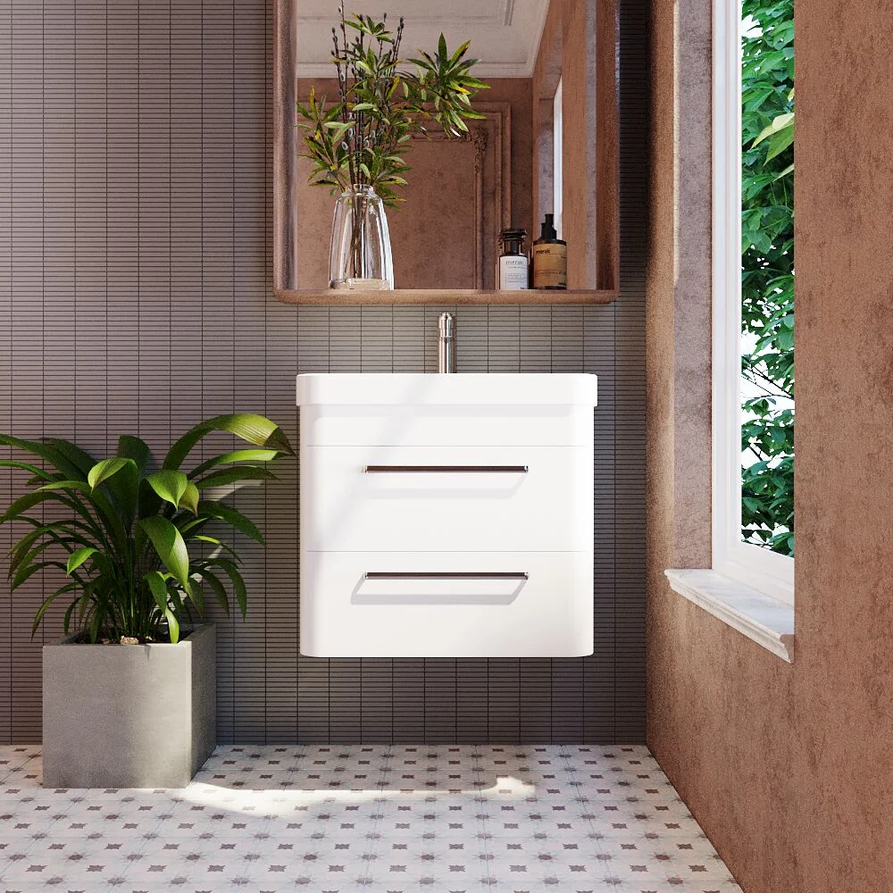 Croxden Modern Wall Hung Vanity Basin Unit with Soft Close Drawers - 600mm or 800mm - Image 9