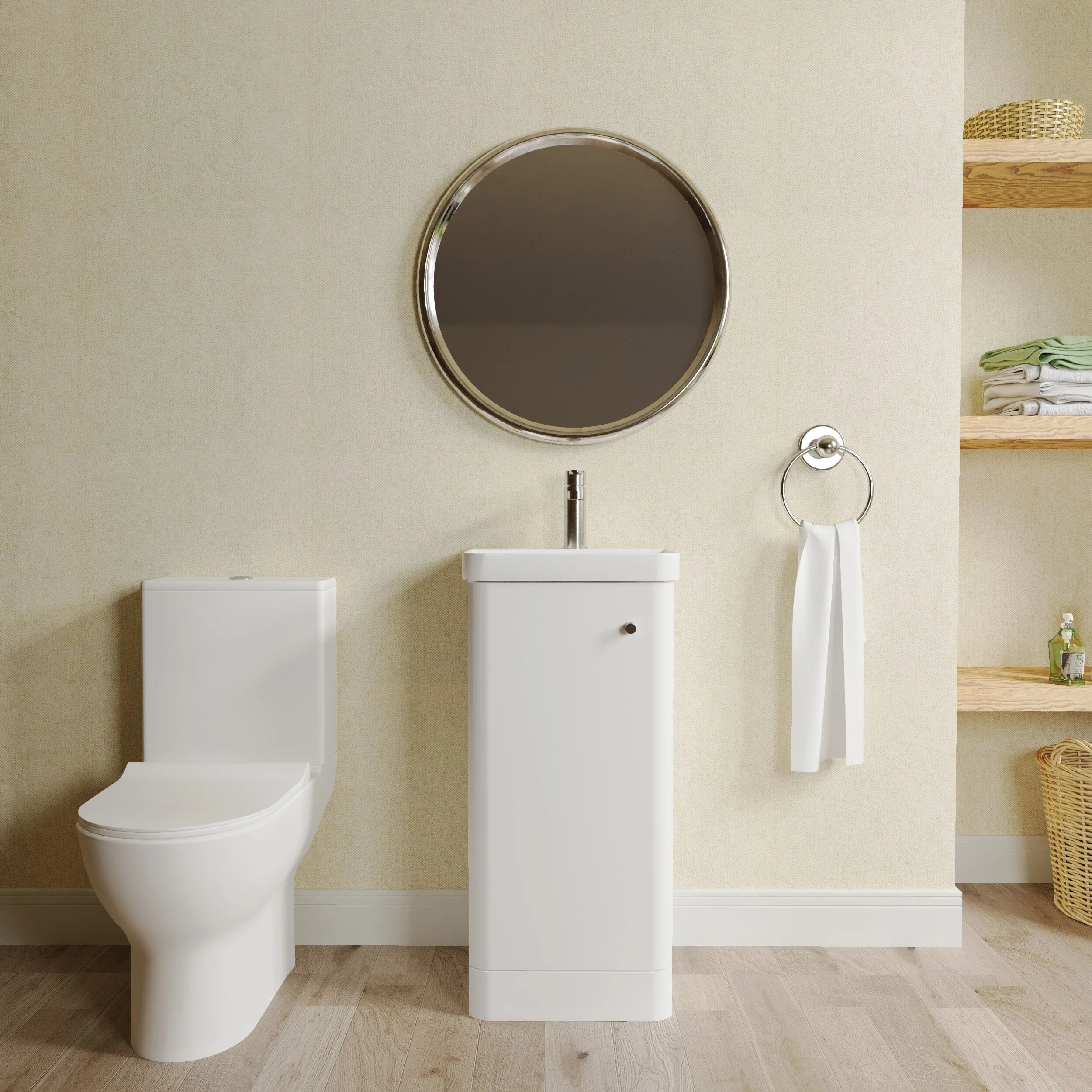 Flashbrook Floor Standing Cloakroom Set, Vanity Basin Unit, Toilet & Mini Mono Basin Mixer Tap - Image 10