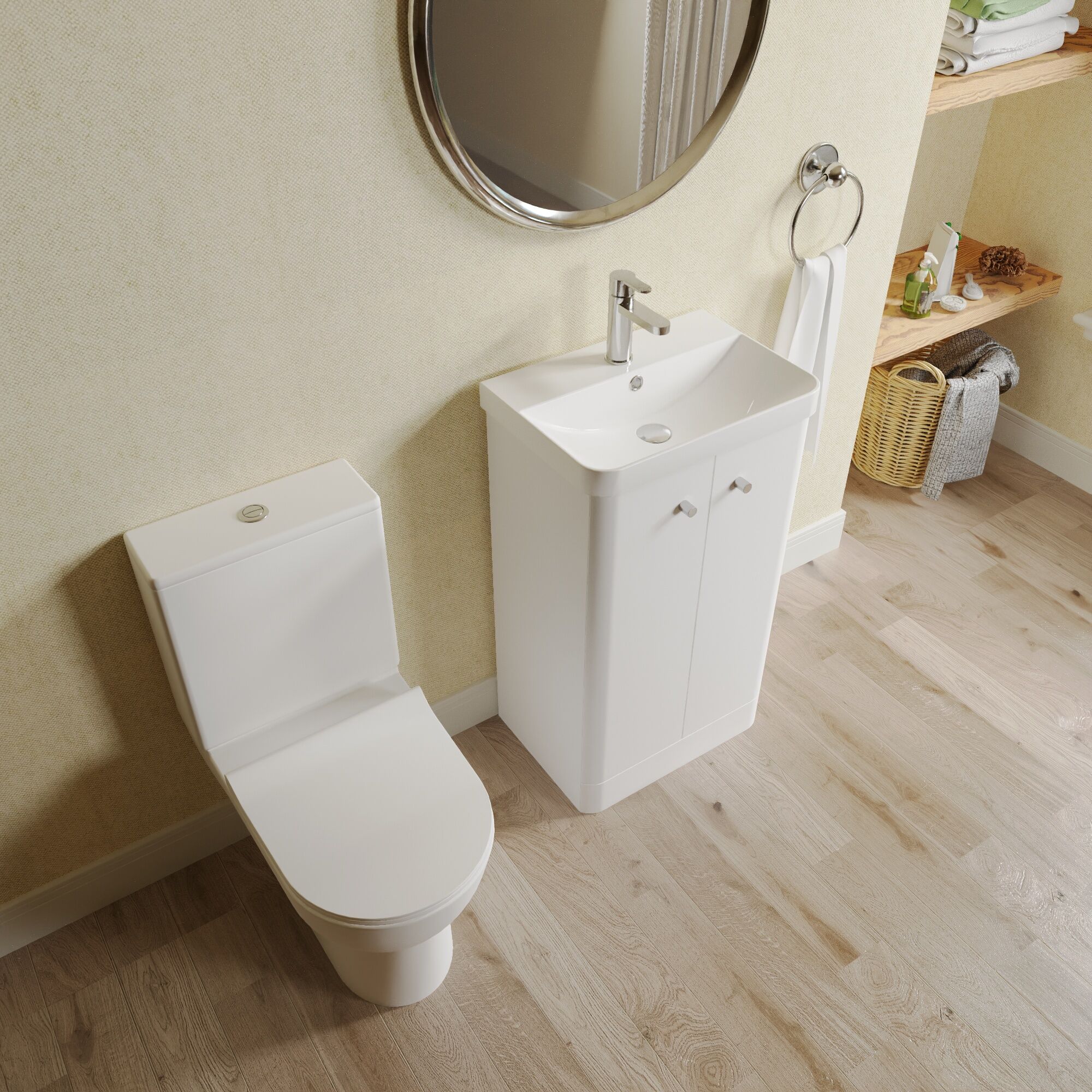 Flashbrook Floor Standing Cloakroom Set, Vanity Basin Unit, Toilet & Mini Mono Basin Mixer Tap - Image 22