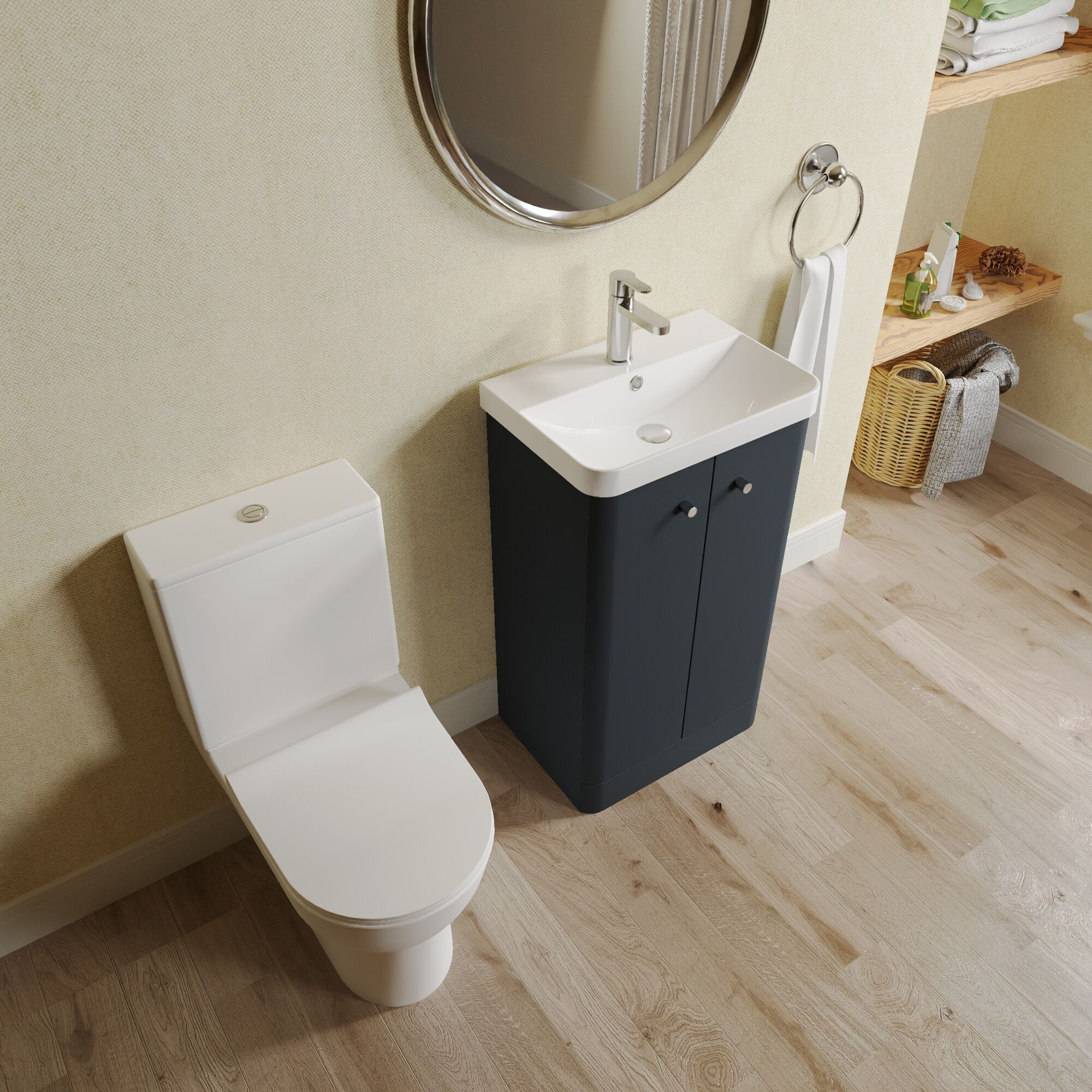 Flashbrook Floor Standing Cloakroom Set, Vanity Basin Unit, Toilet & Mini Mono Basin Mixer Tap - Image 23
