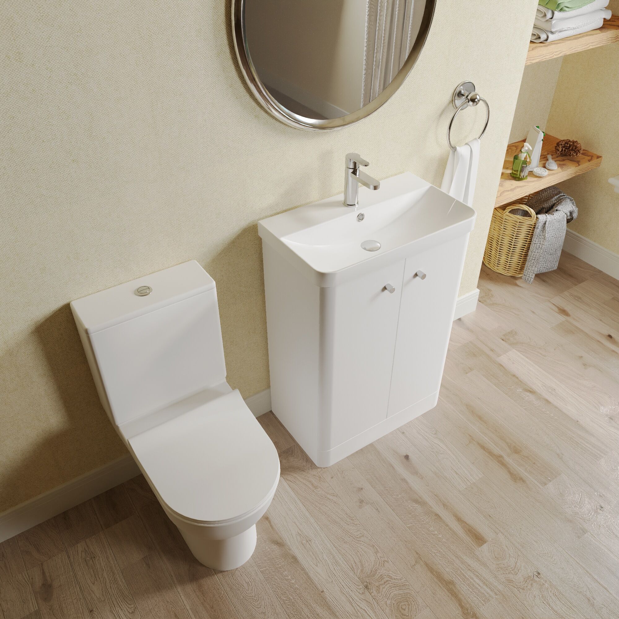 Flashbrook Floor Standing Cloakroom Set, Vanity Basin Unit, Toilet & Mini Mono Basin Mixer Tap - Image 25