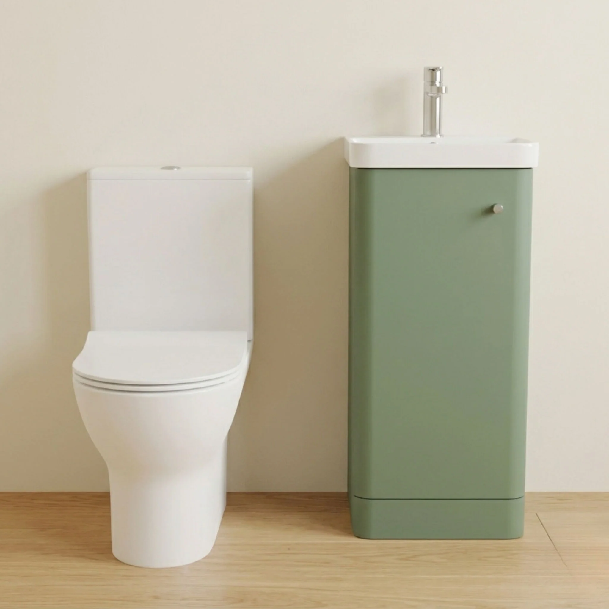 Flashbrook Floor Standing Cloakroom Set, Vanity Basin Unit, Toilet & Mini Mono Basin Mixer Tap - Image 3