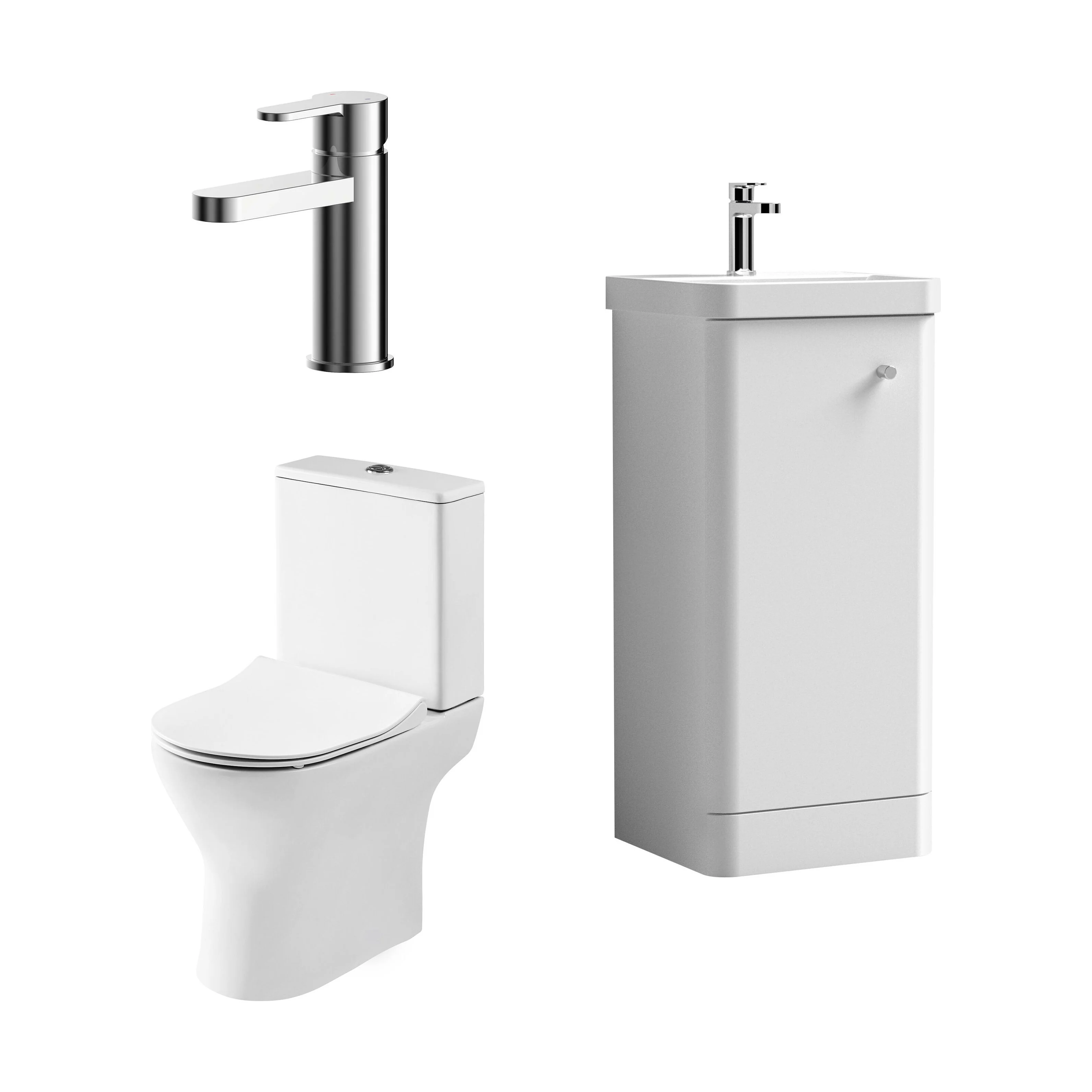 Flashbrook Floor Standing Cloakroom Set, Vanity Basin Unit, Toilet & Mini Mono Basin Mixer Tap - Image 37